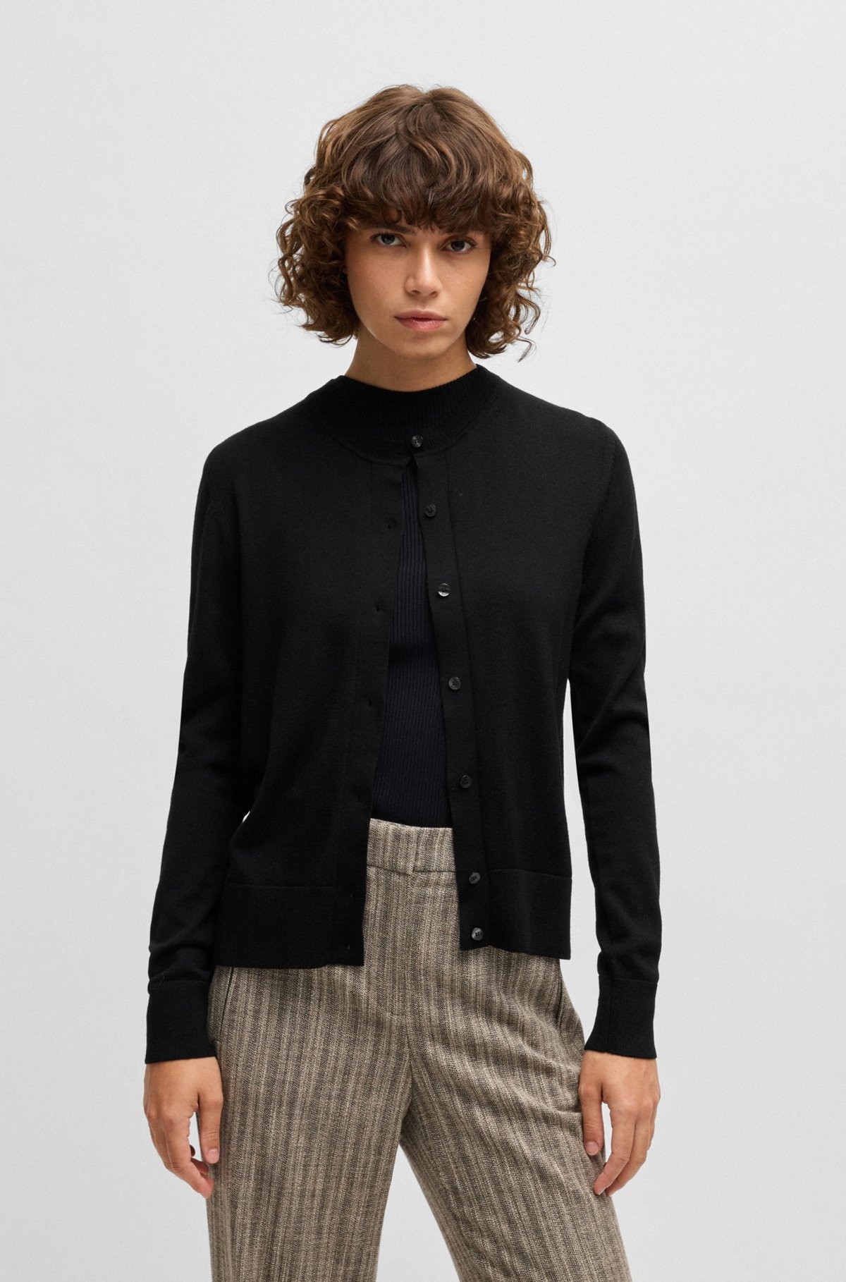 MERINO-WOOL CARDIGAN WITH BUTTON FRONT - 2