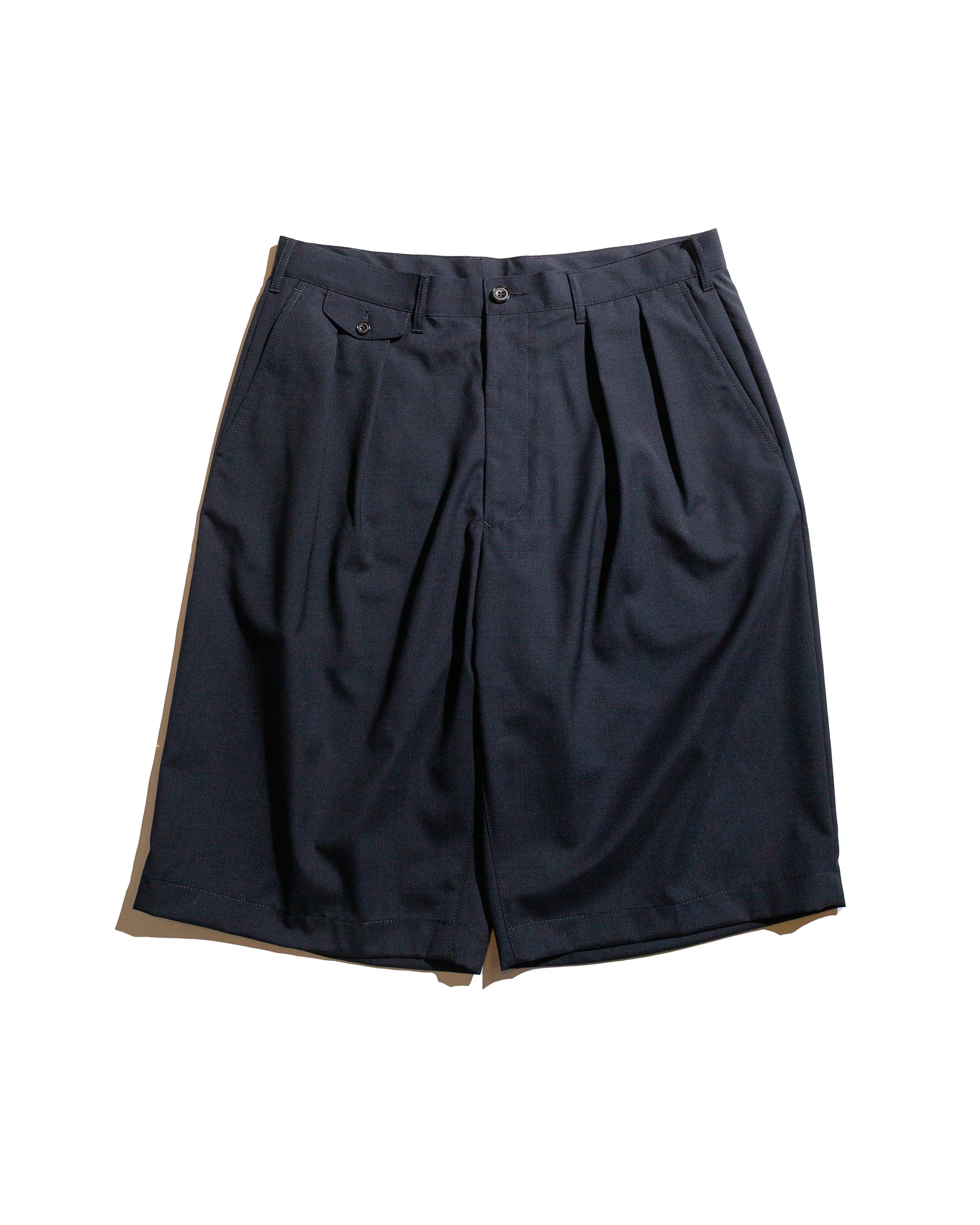 2Pleats Shorts Wool Tropical Navy - 1