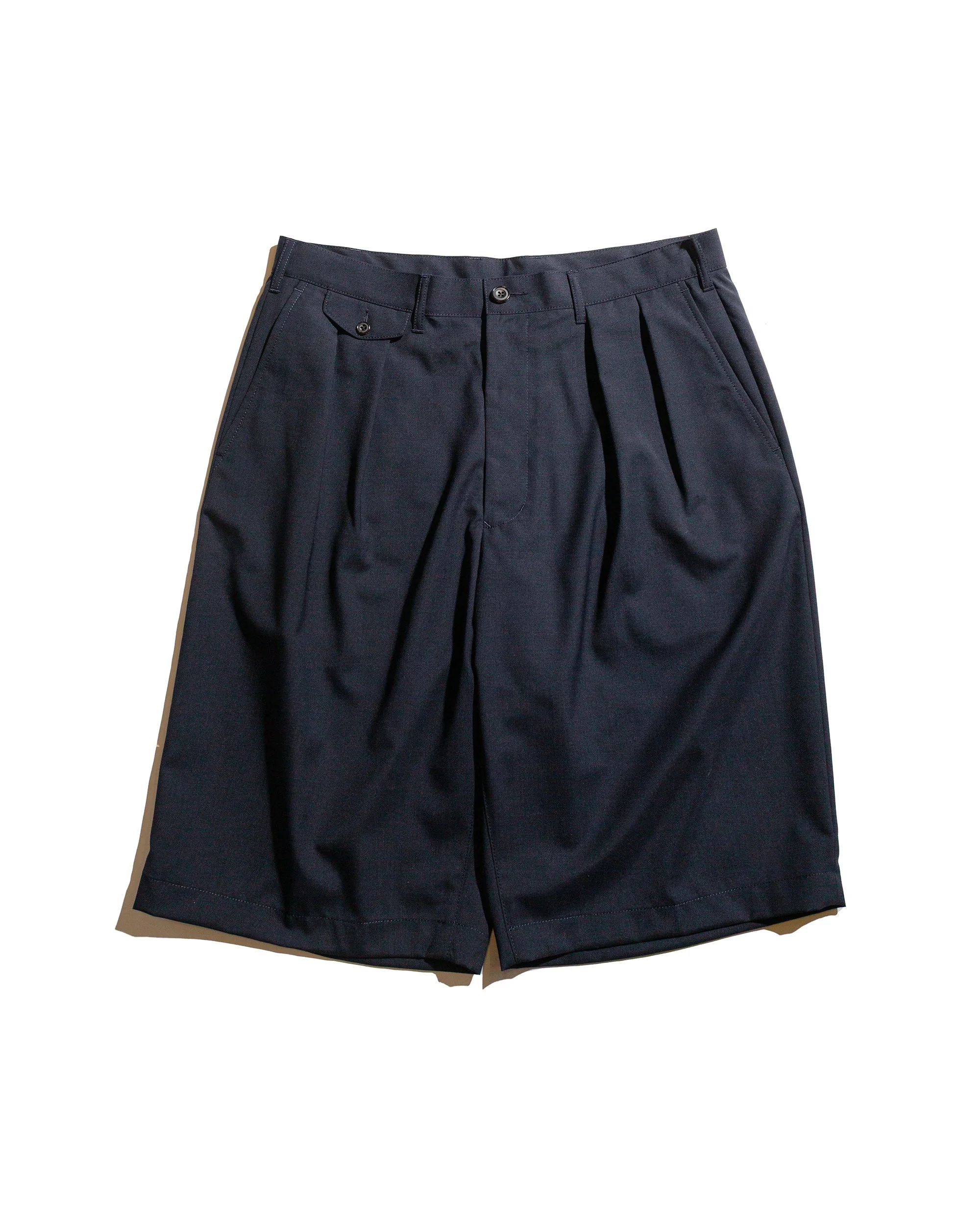 2Pleats Shorts Wool Tropical Navy - 1