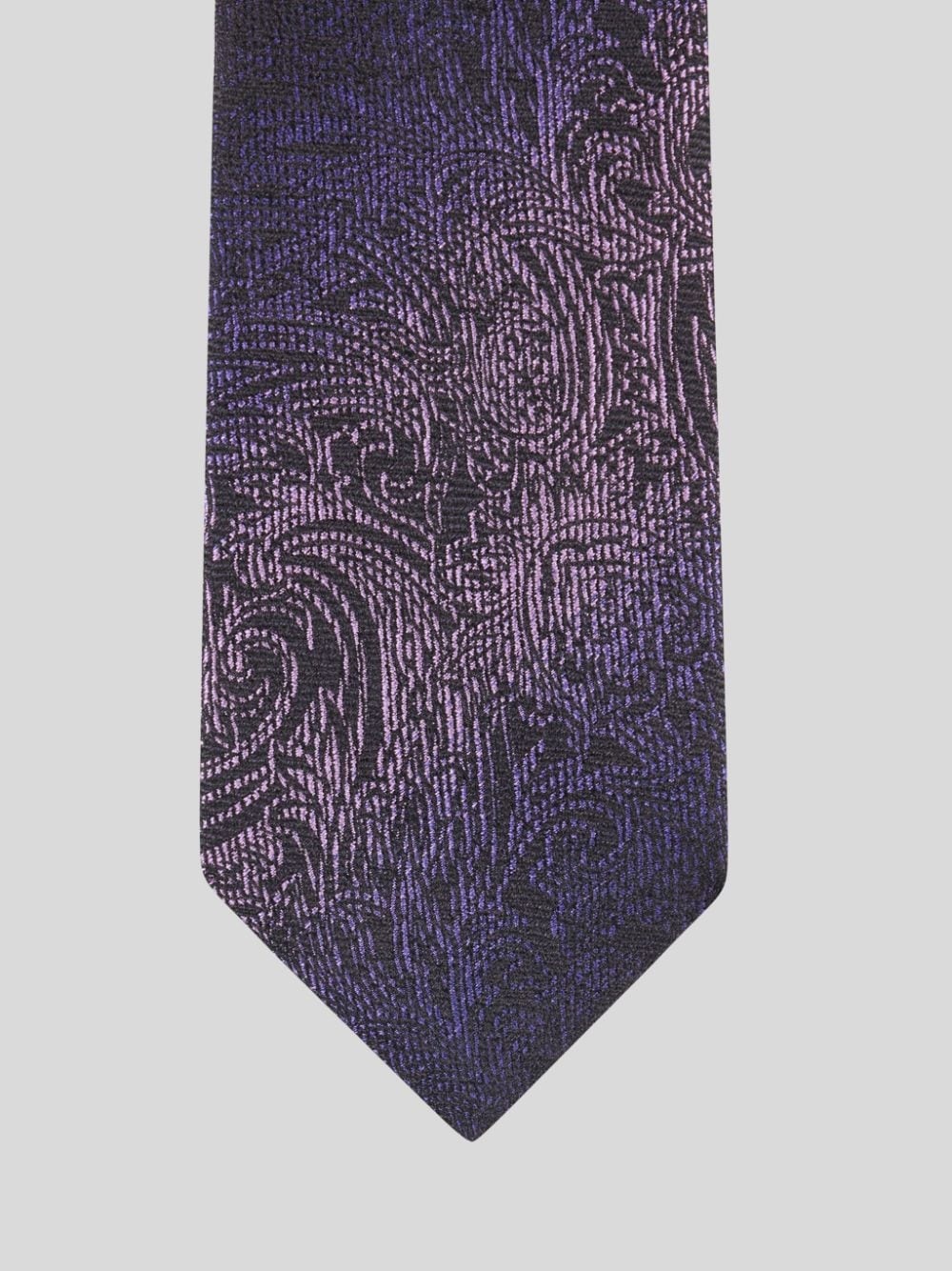 purple jacquared silk tie - 2