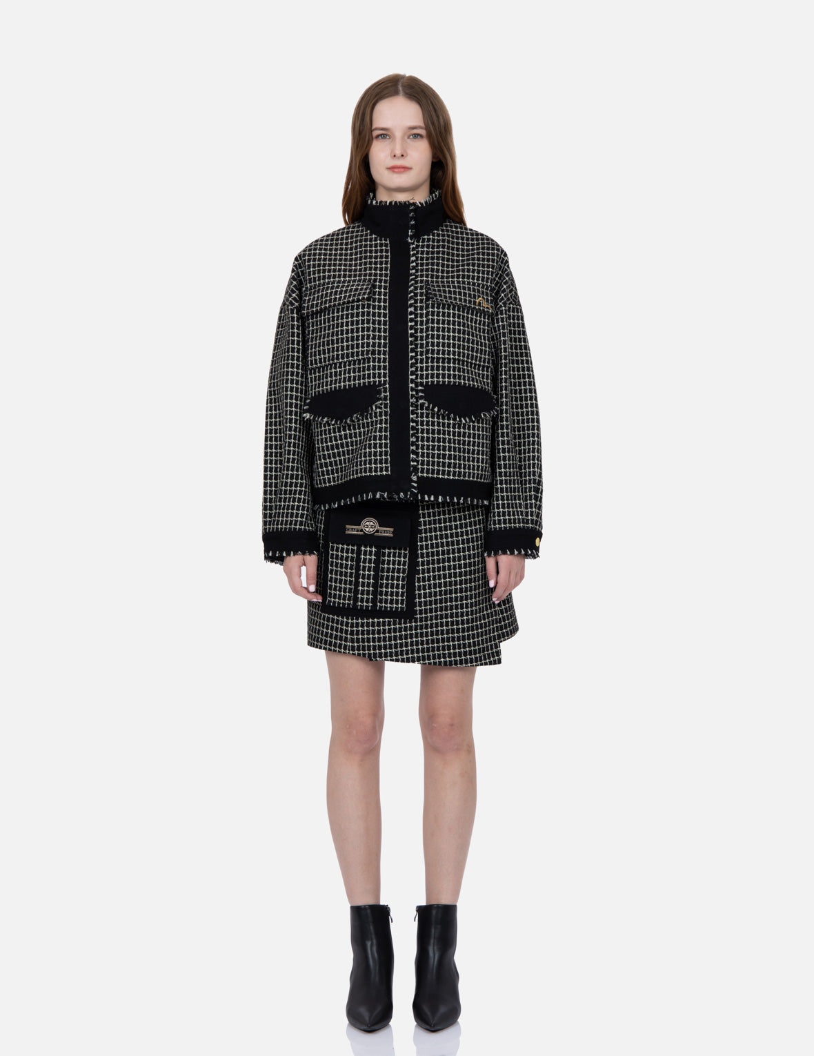 Metallic Wool Tweed Skirt - 5