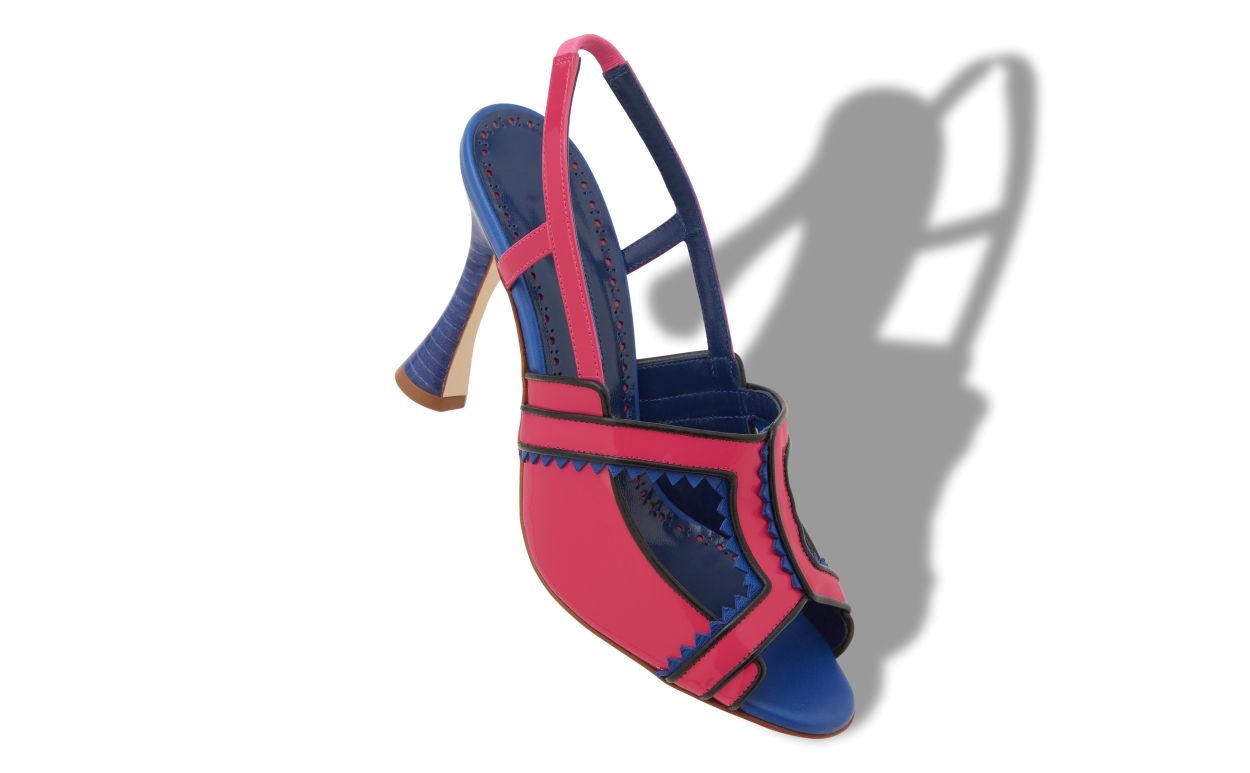 Pink and Blue Patent Leather Slingback Pumps - 2