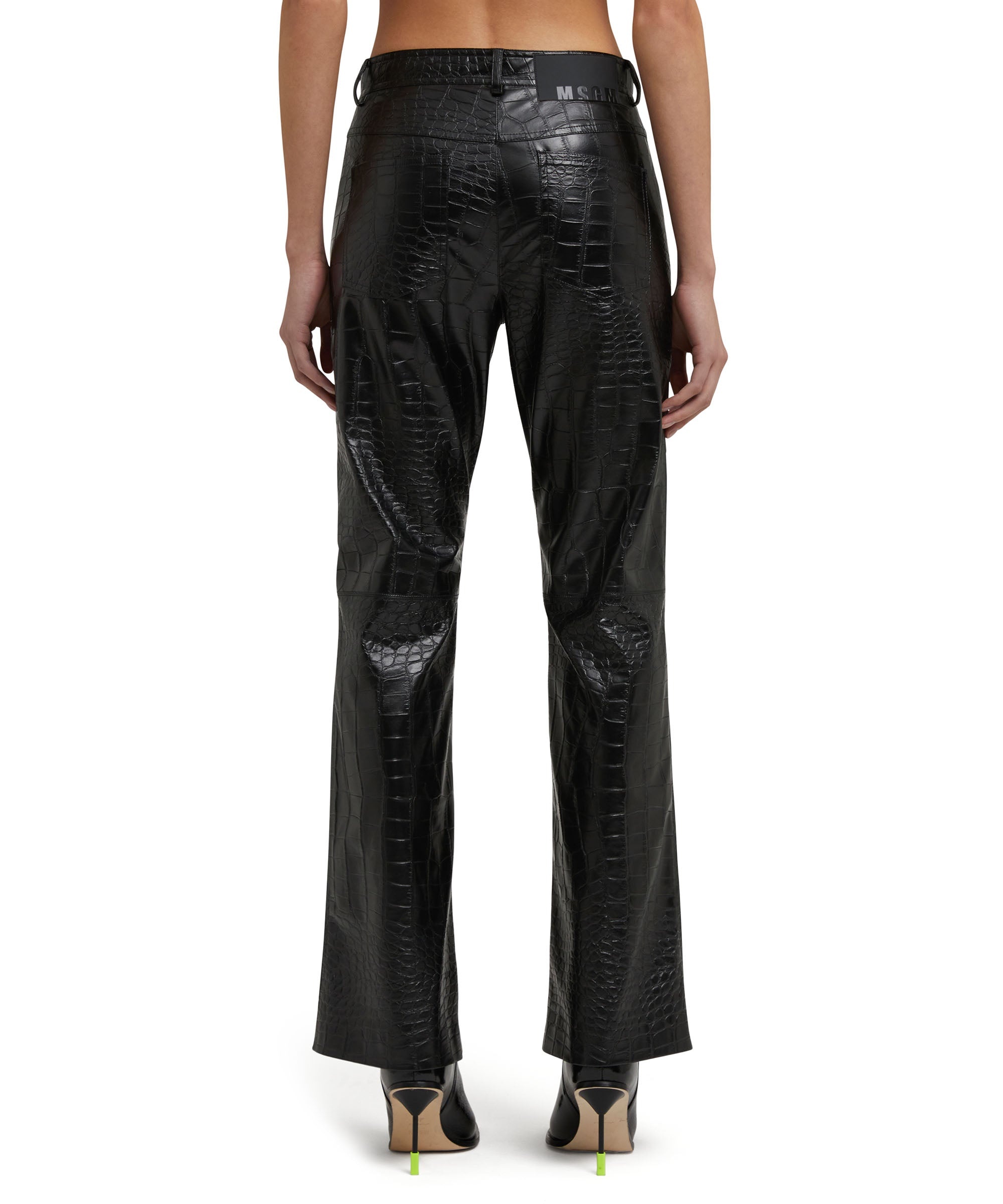Faux leather straight-leg trousers "Croco Eco Leather" fabric - 4