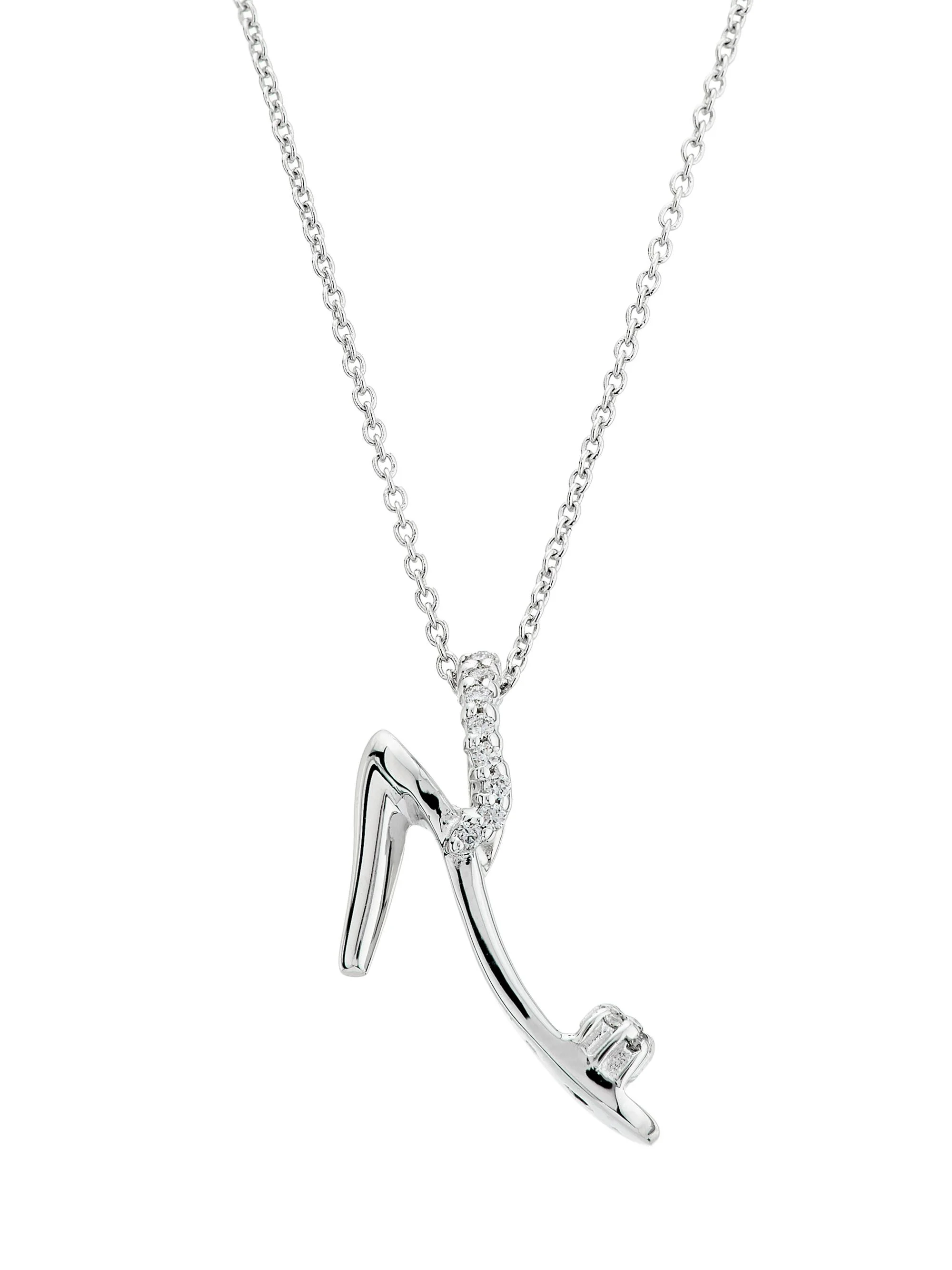Women's 18K White Gold & 0.07 TCW Diamond Ladies' Shoe Pendant Necklace - White Gold - 1