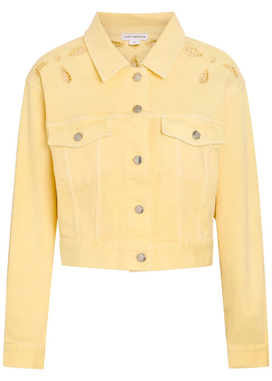 Good American Essential Cut-out Stretch-denim Jacket - 1