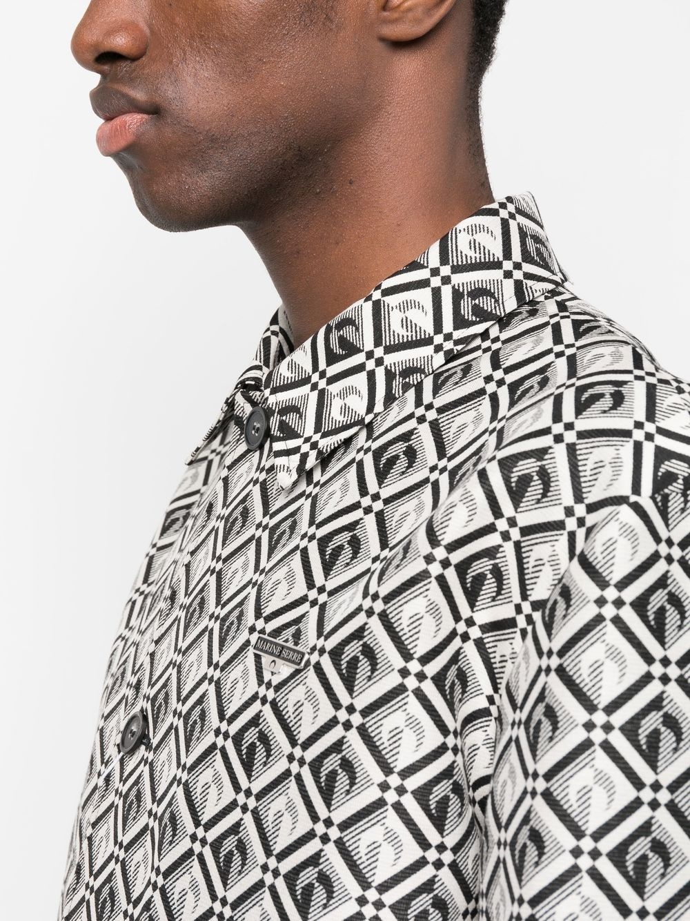 jacquard diamond-pattern long-sleeve shirt - 5