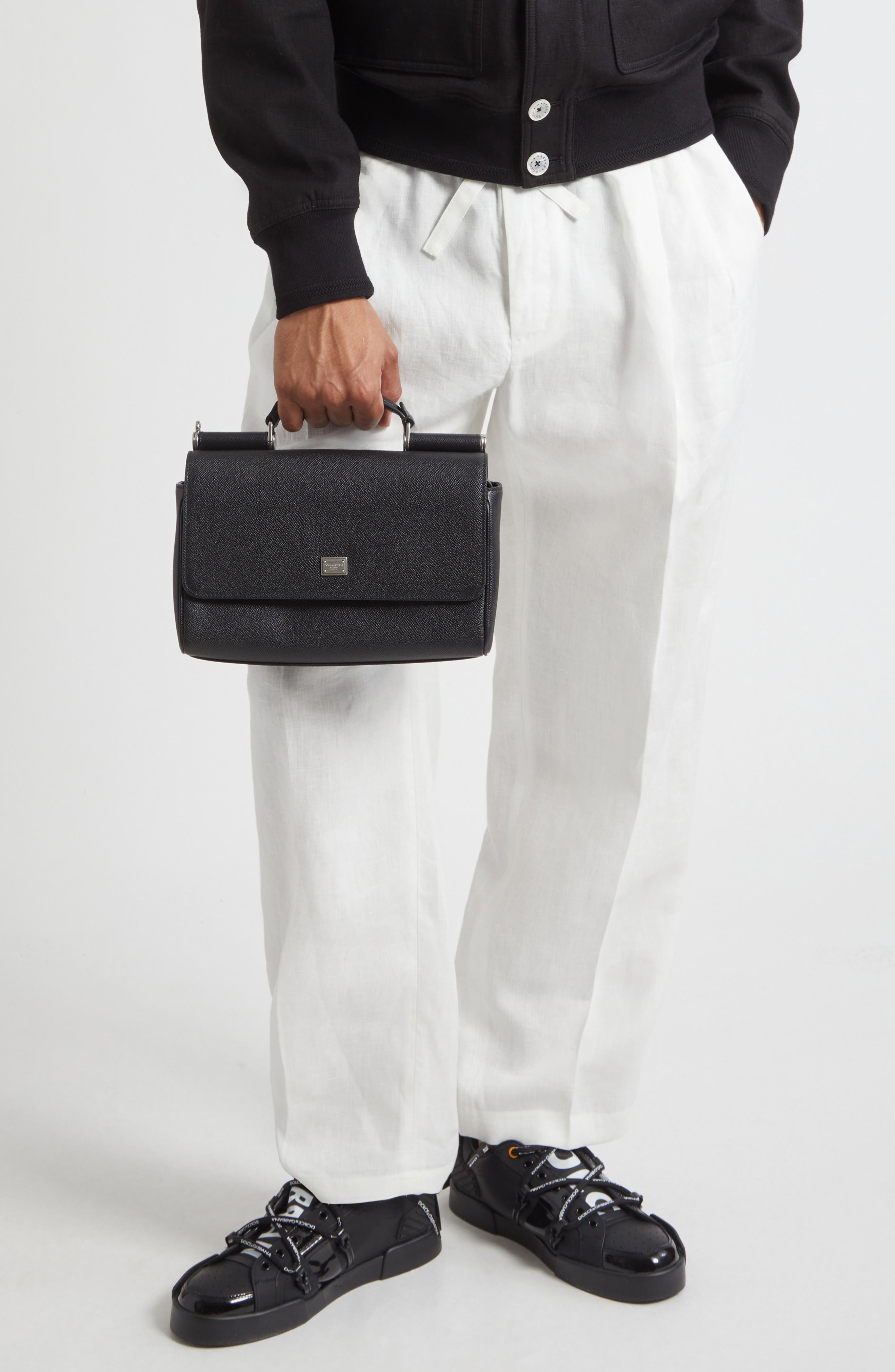 Dolce&Gabbana My Sicily Grained Leather Top Handle Bag in 80999 Nero at Nordstrom - 3