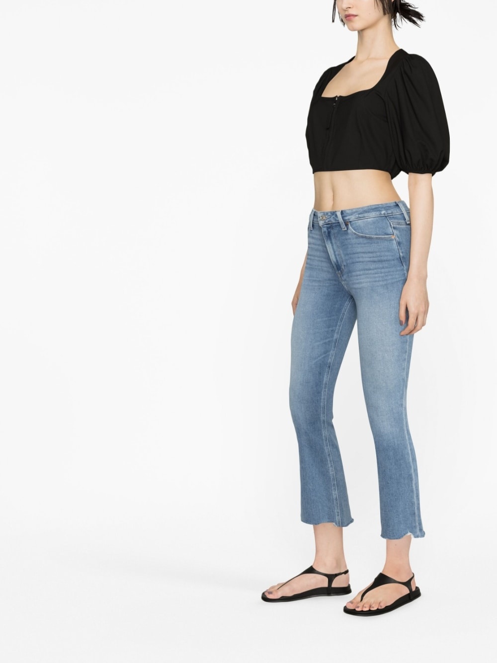 cropped puff-sleeve blouse - 3