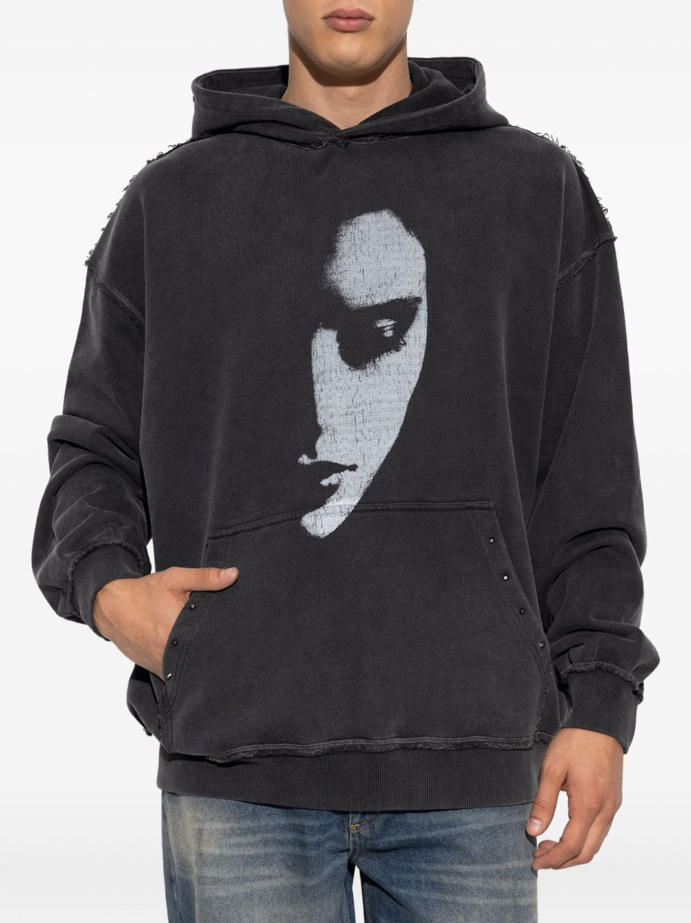 face-print studded hoodie - 3
