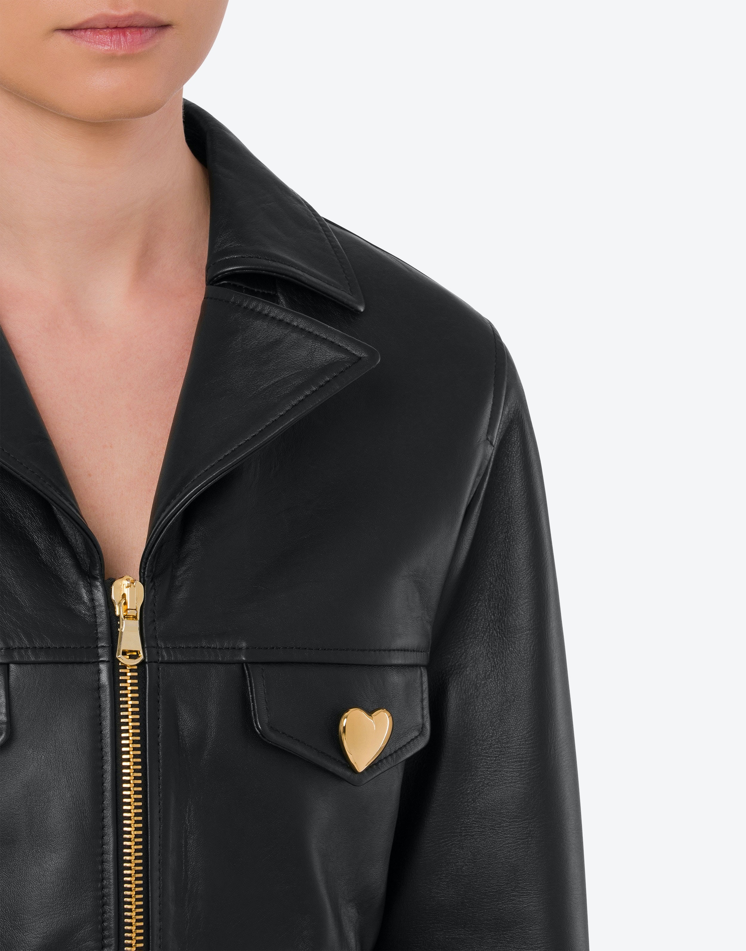 HEART BUTTONS NAPPA LEATHER JACKET - 4