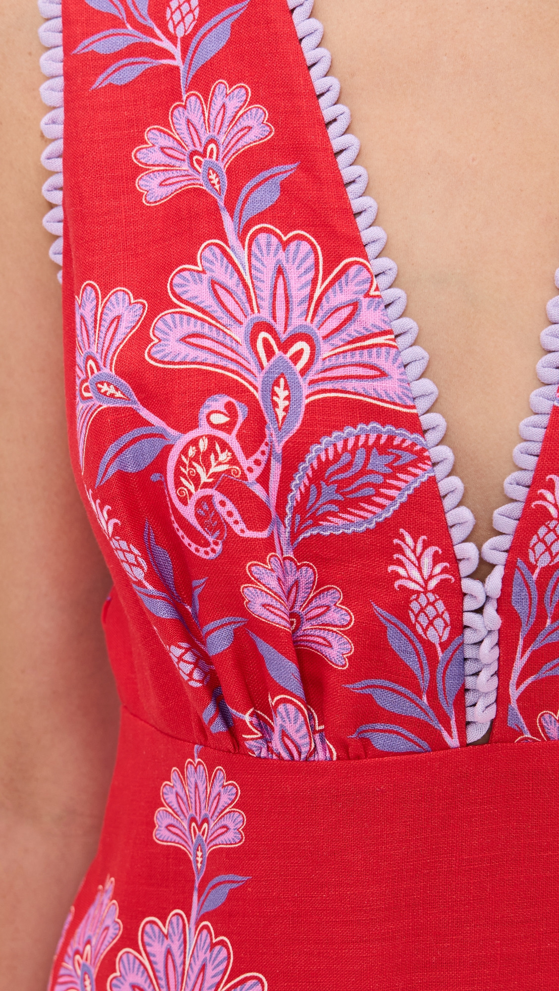 Porcelain Garden Red Midi Dres - 5