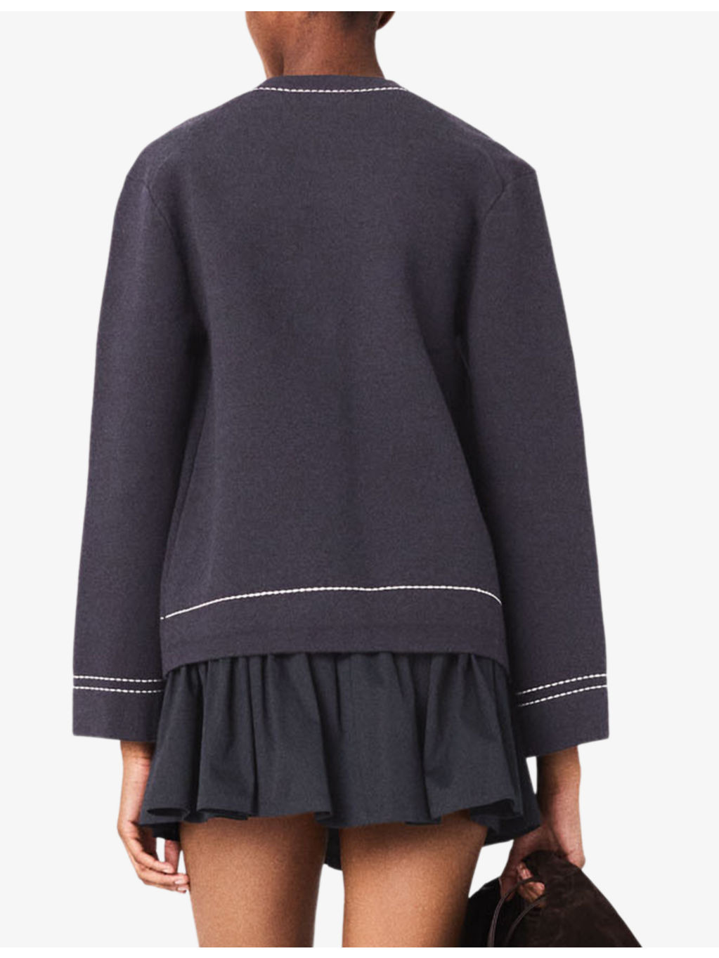 V-Neck Contrast-Stitched Knitted Cardigan - 4