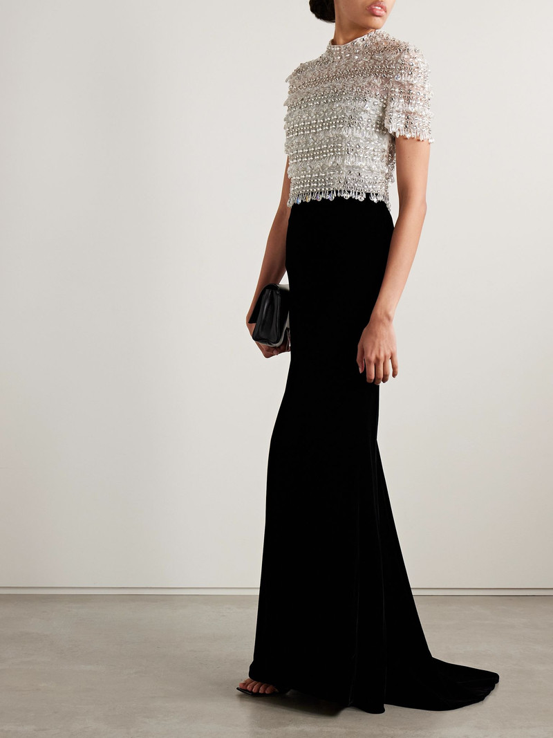 CAROLINA HERRERA Velvet maxi skirt Black outlook