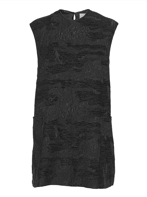 DART SLEEVELESS DRESS - FISHES BLACK - 1
