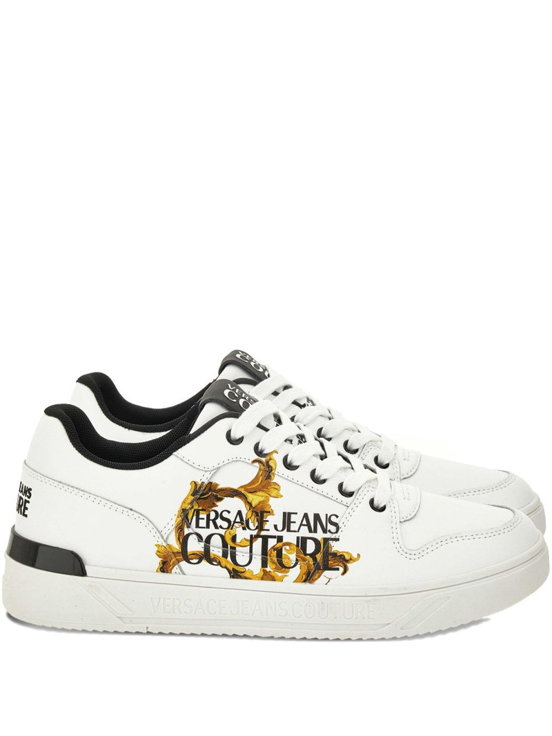 logo-print leather trainers 1