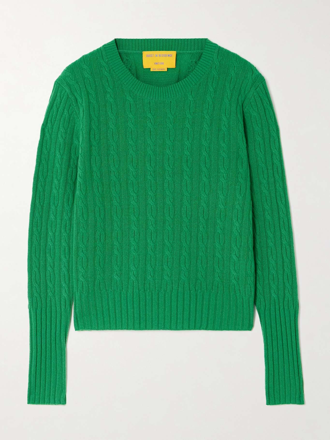 Twin cable-knit cashmere sweater Green - 1