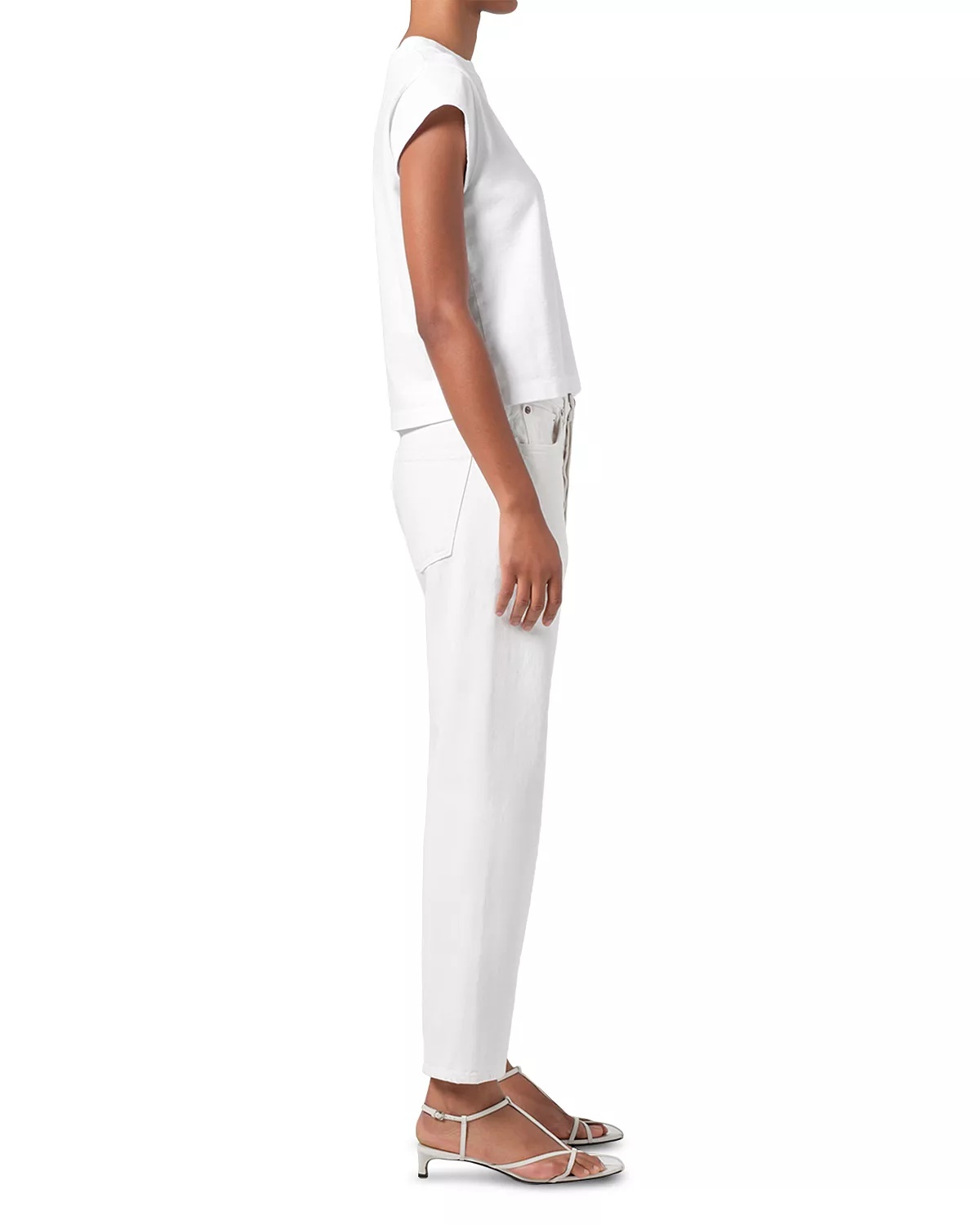 90's Mid Rise Cropped Straight Leg Jeans in Fortune Cookie - 4