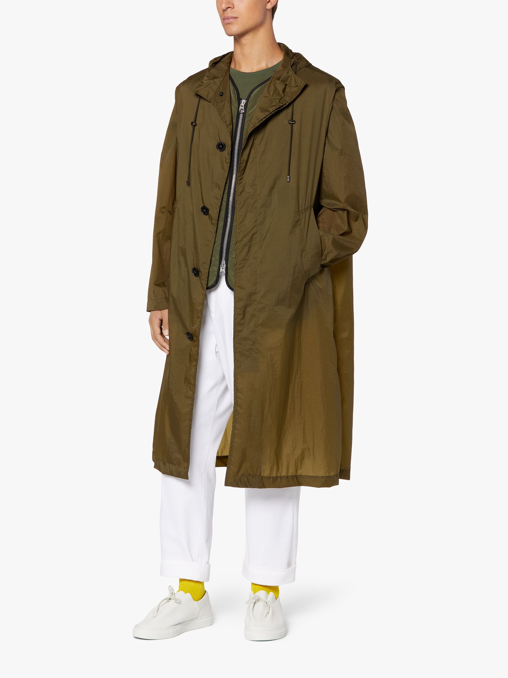 WOLFSON KHAKI NYLON HOODED COAT | GMM-219 - 4