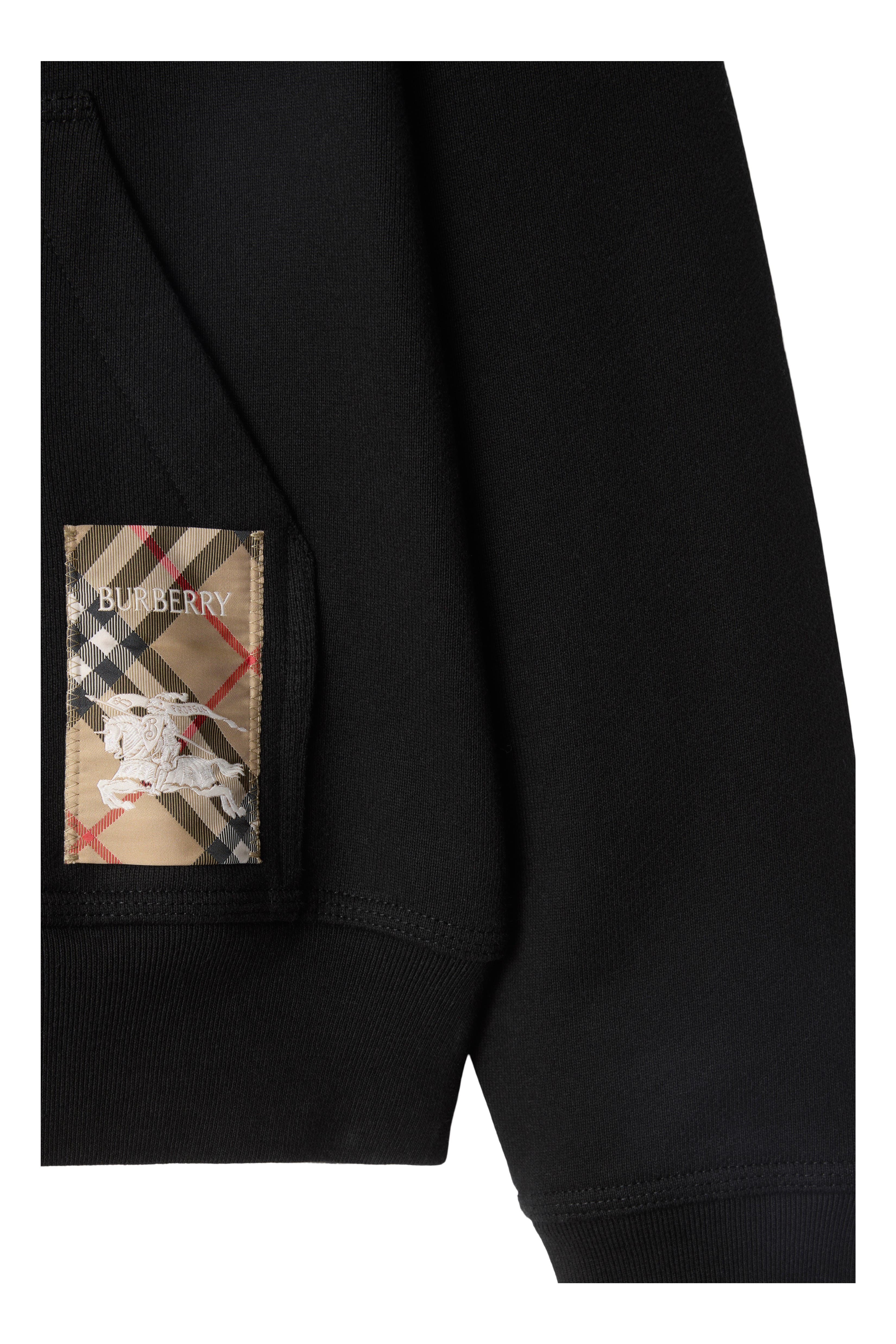 burberry Check Label Cotton Zip Hoodie in Black at Nordstrom - 2