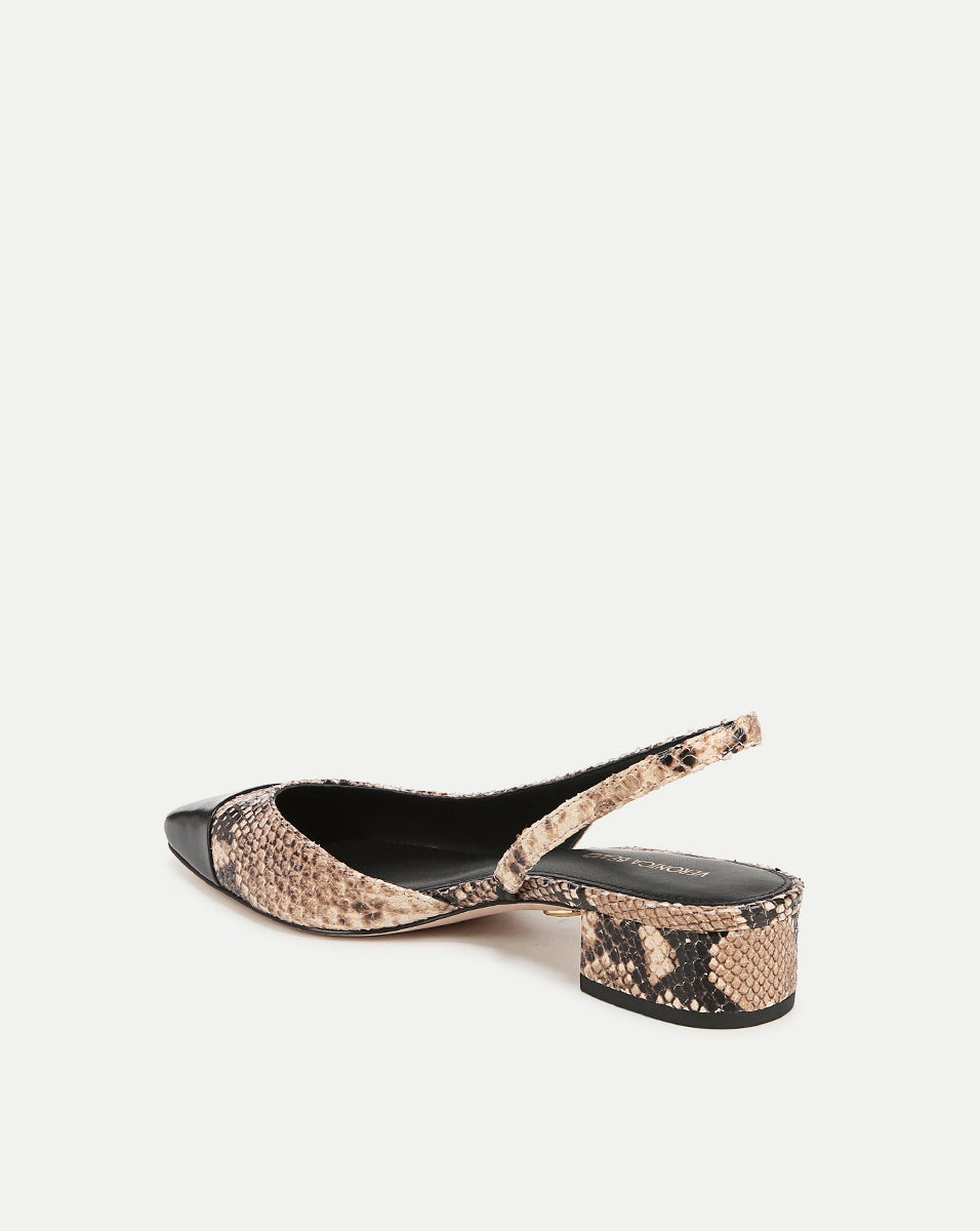 CECILE SNAKESKIN-EMBOSSED SLINGBACK - 4