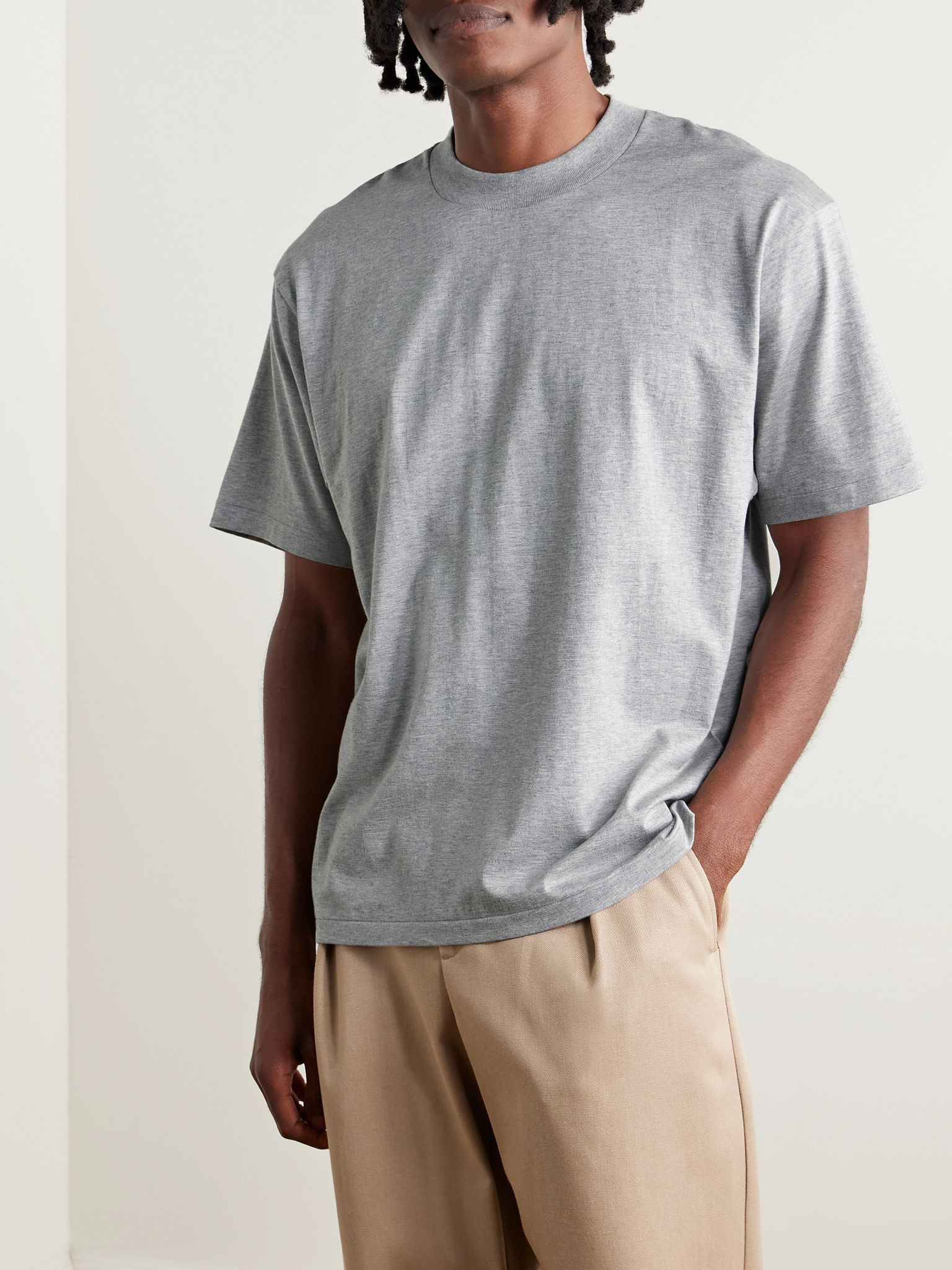 Suvin Supima Cotton-Jersey T-Shirt Gray - 3