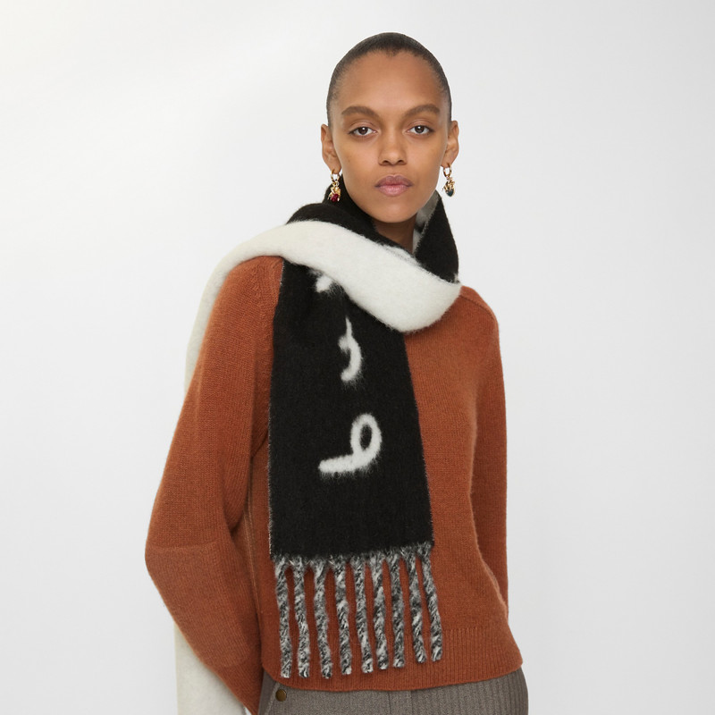 Reversible Logo Alpaca Wool Blend Scarf 3
