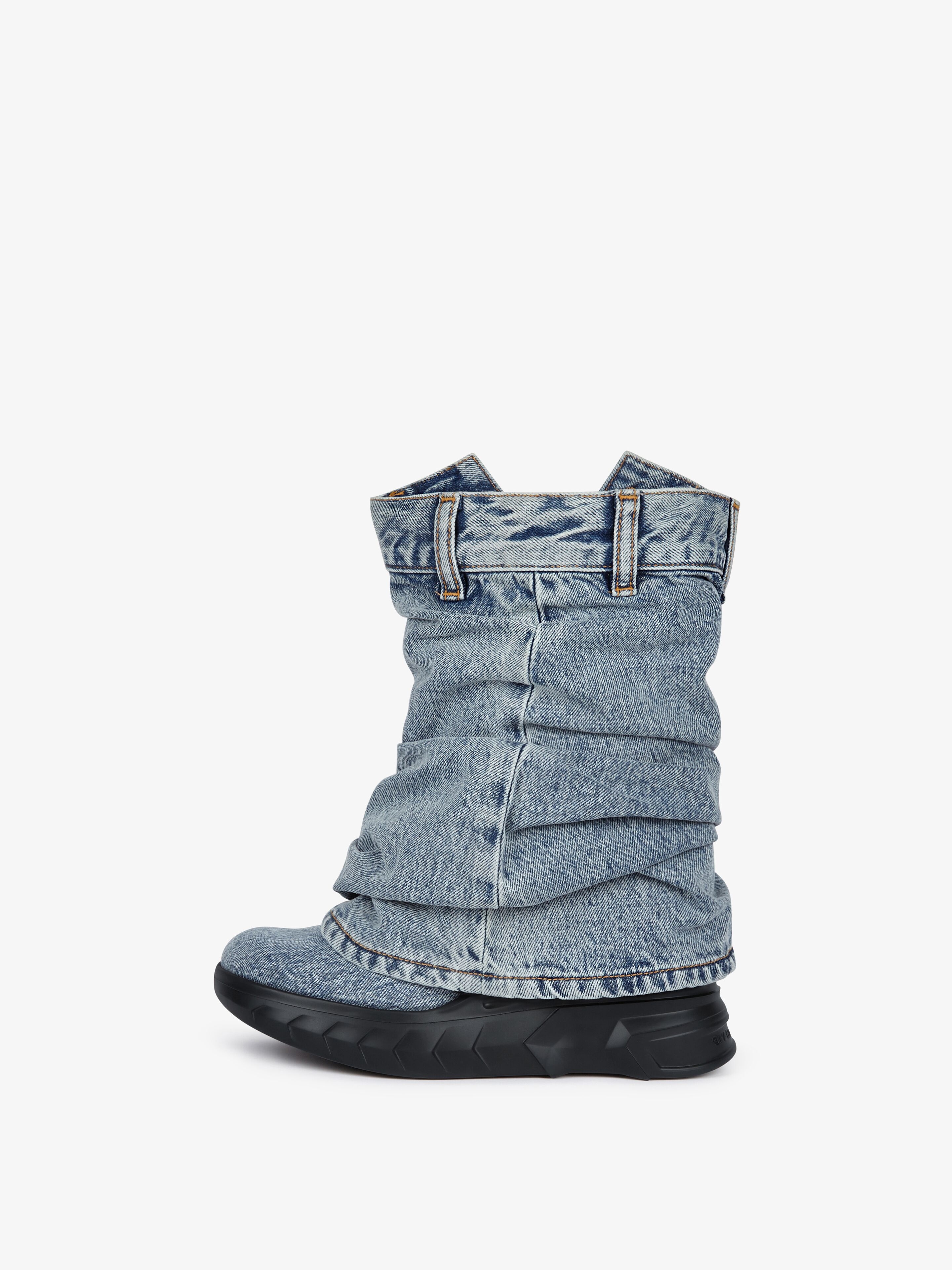 SHARK LOCK BIKER ANKLE BOOTS IN JEANS - 4