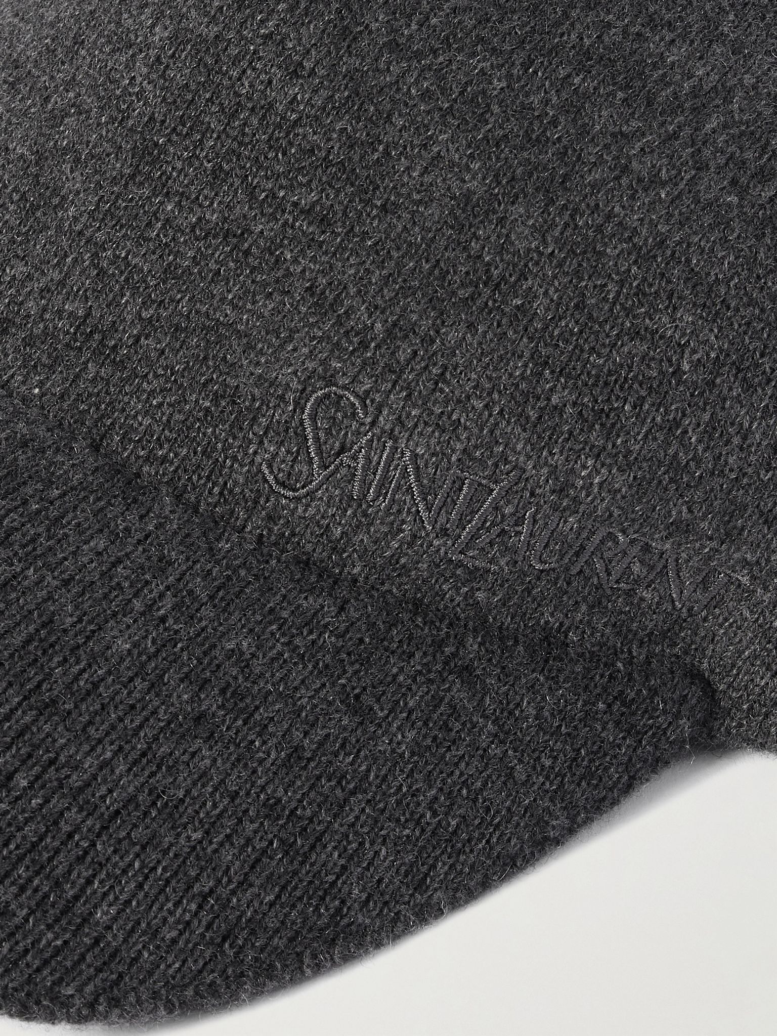 Logo-Embroidered Ribbed Cashmere Baseball Cap Gray - 4