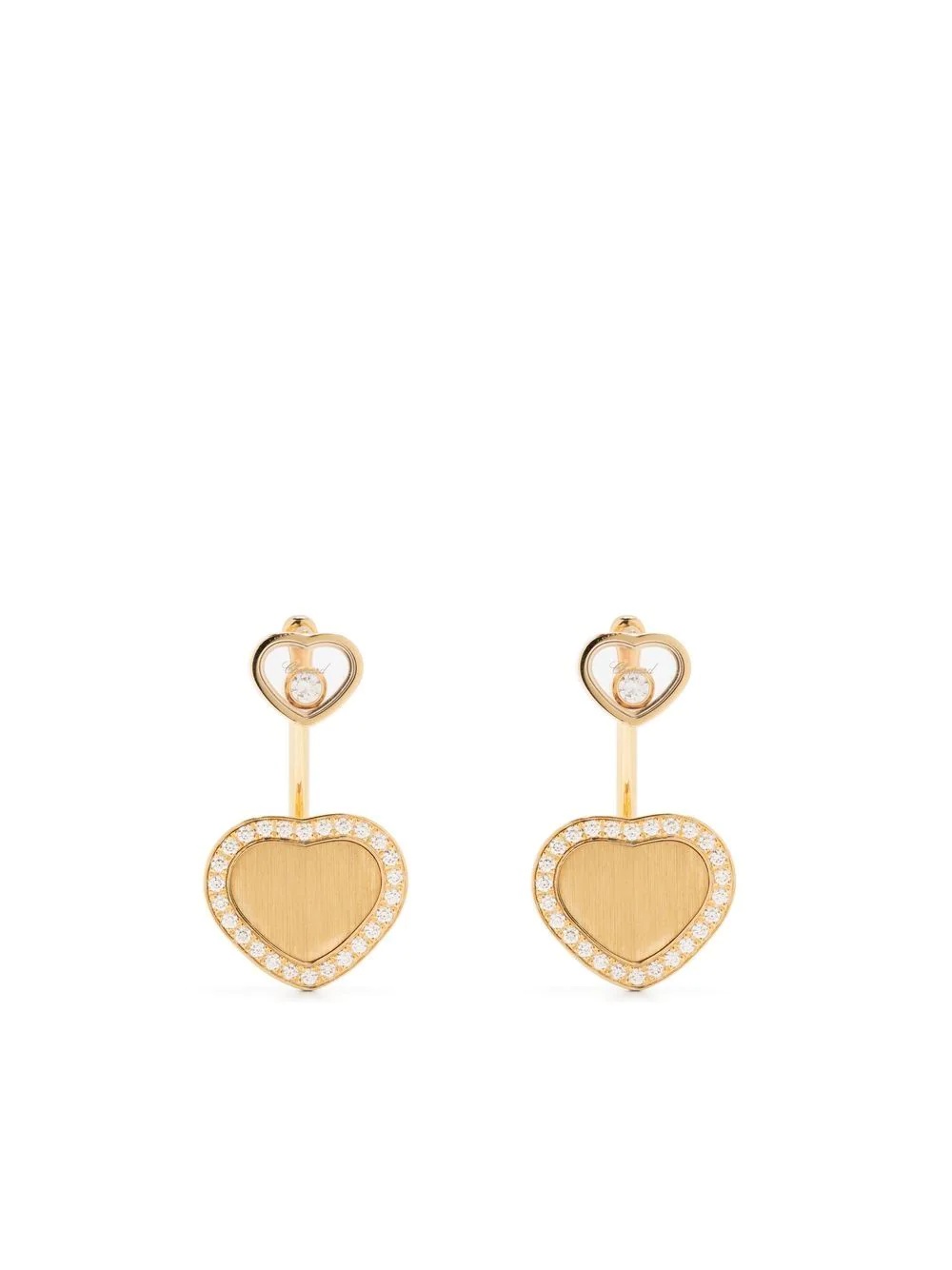 18kt yellow gold Happy Hearts diamond earrings - 1