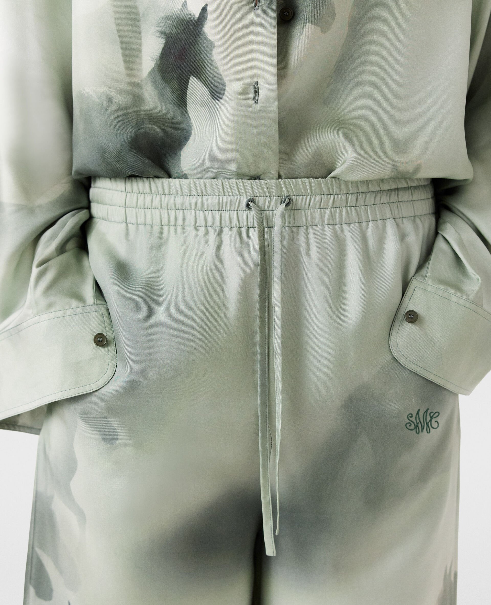 Drawstring Horse Print Pants - 4