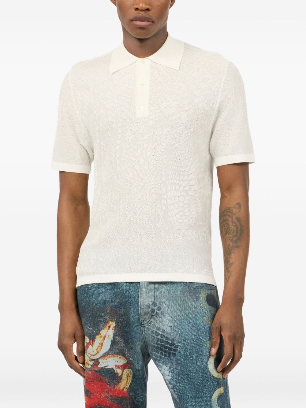 patterned-jacquard polo shirt - 3