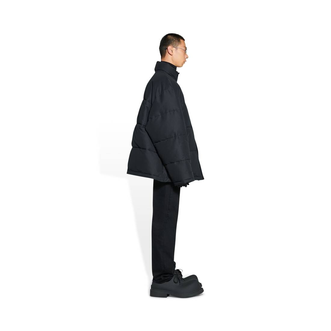 Men's Boxy Puffer Jacket in Black - 2