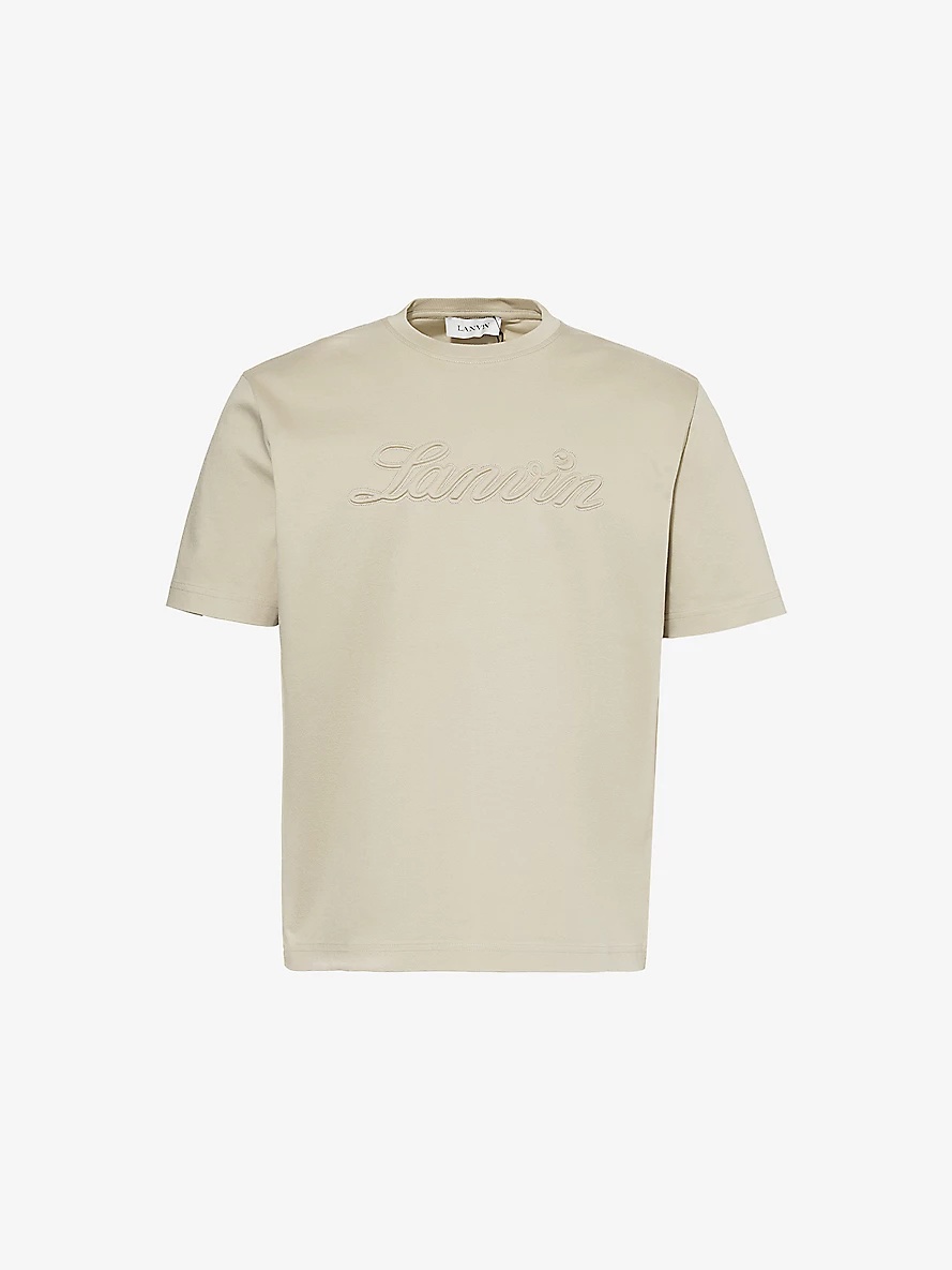 Embossed-Branding Crew-Neck Relaxed-Fit Cotton-Jersey T-Shirt - 1