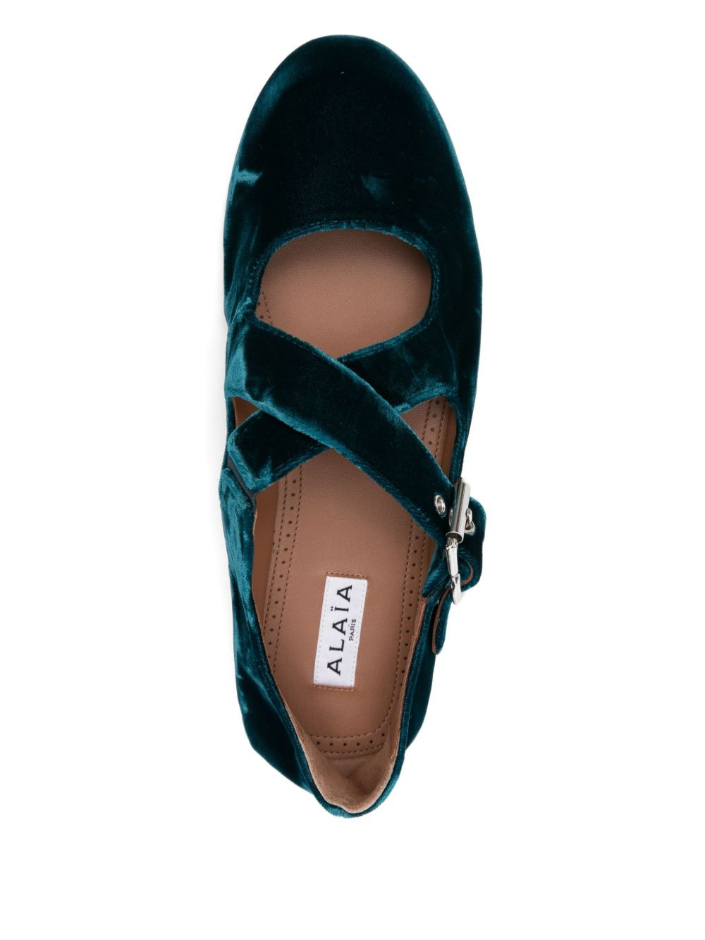 velvet buckled ballet flats - 4