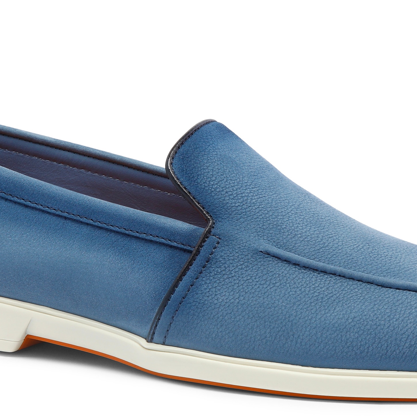 Men's light blue tumbled nubuck loafer - 5