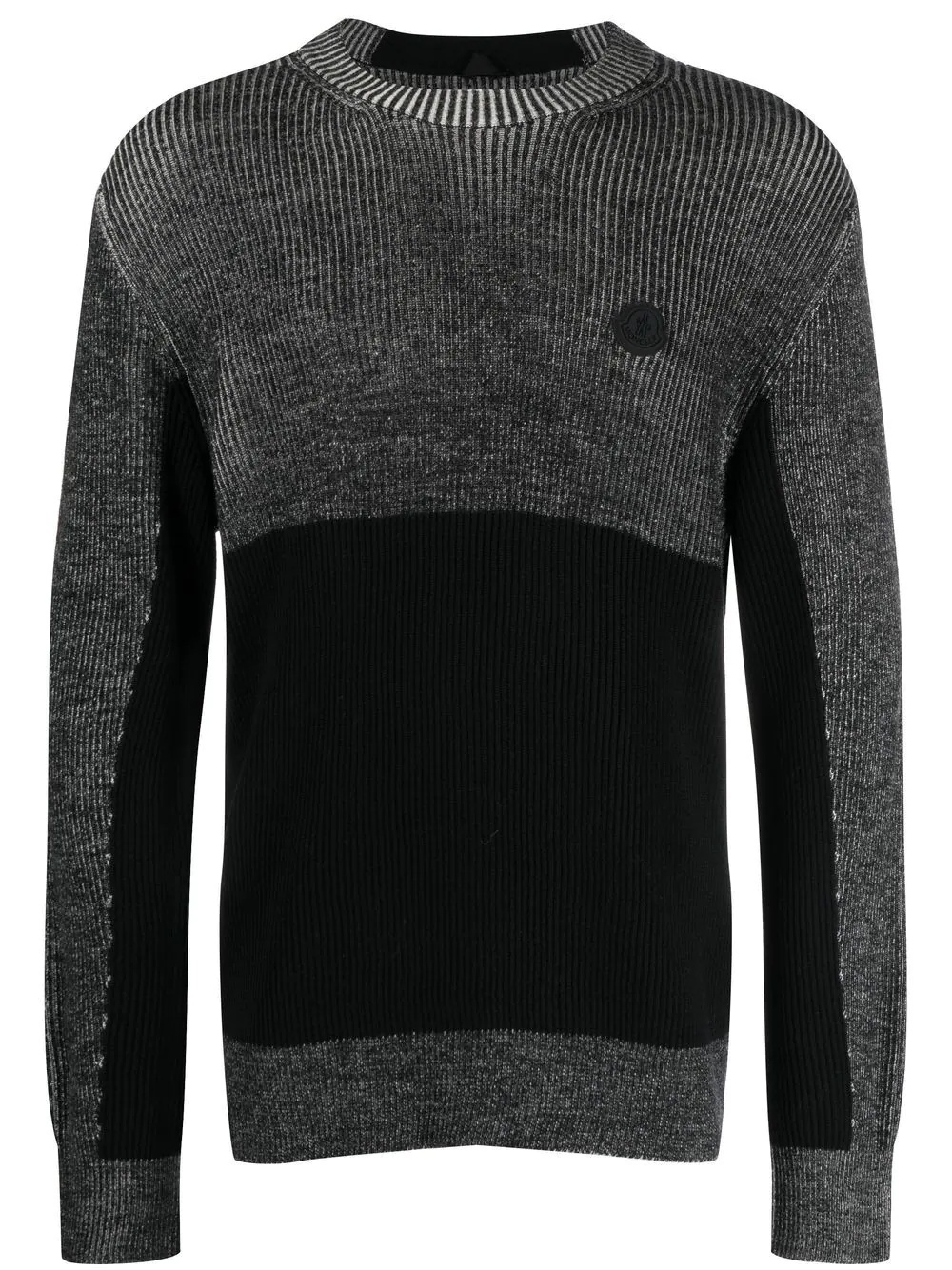 logo-patch ribbed-knit virgin-wool jumper - 1