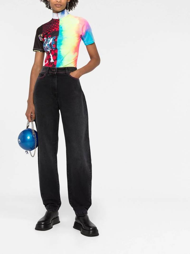 MSGM barrel-leg high waisted jeans outlook