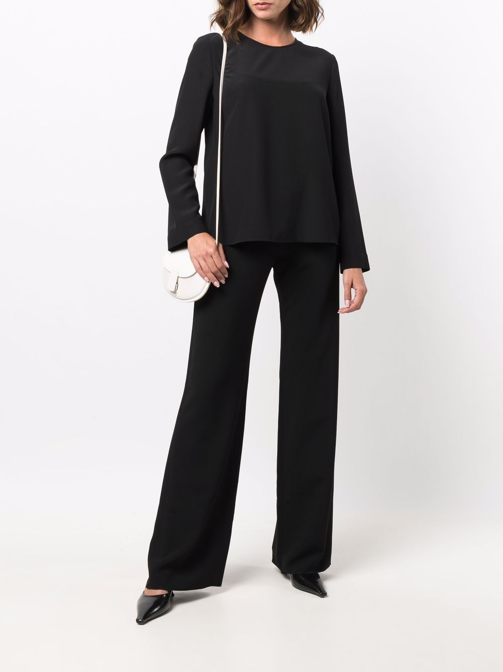 long-sleeve silk top - 2