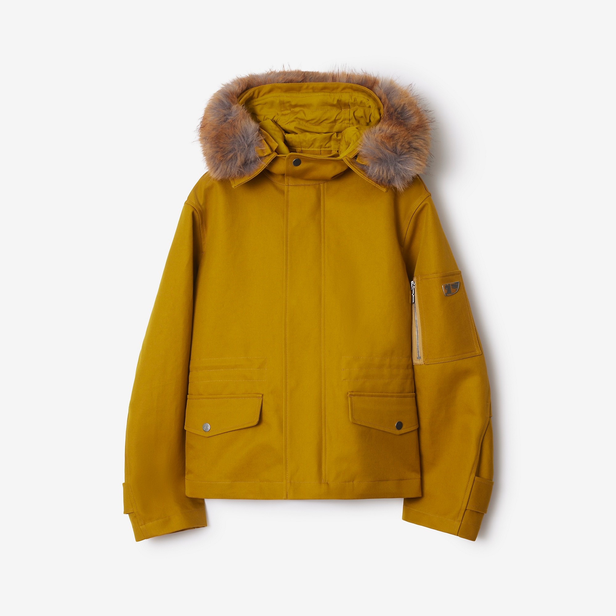 Short Faux Fur Trim Cotton Parka - 1