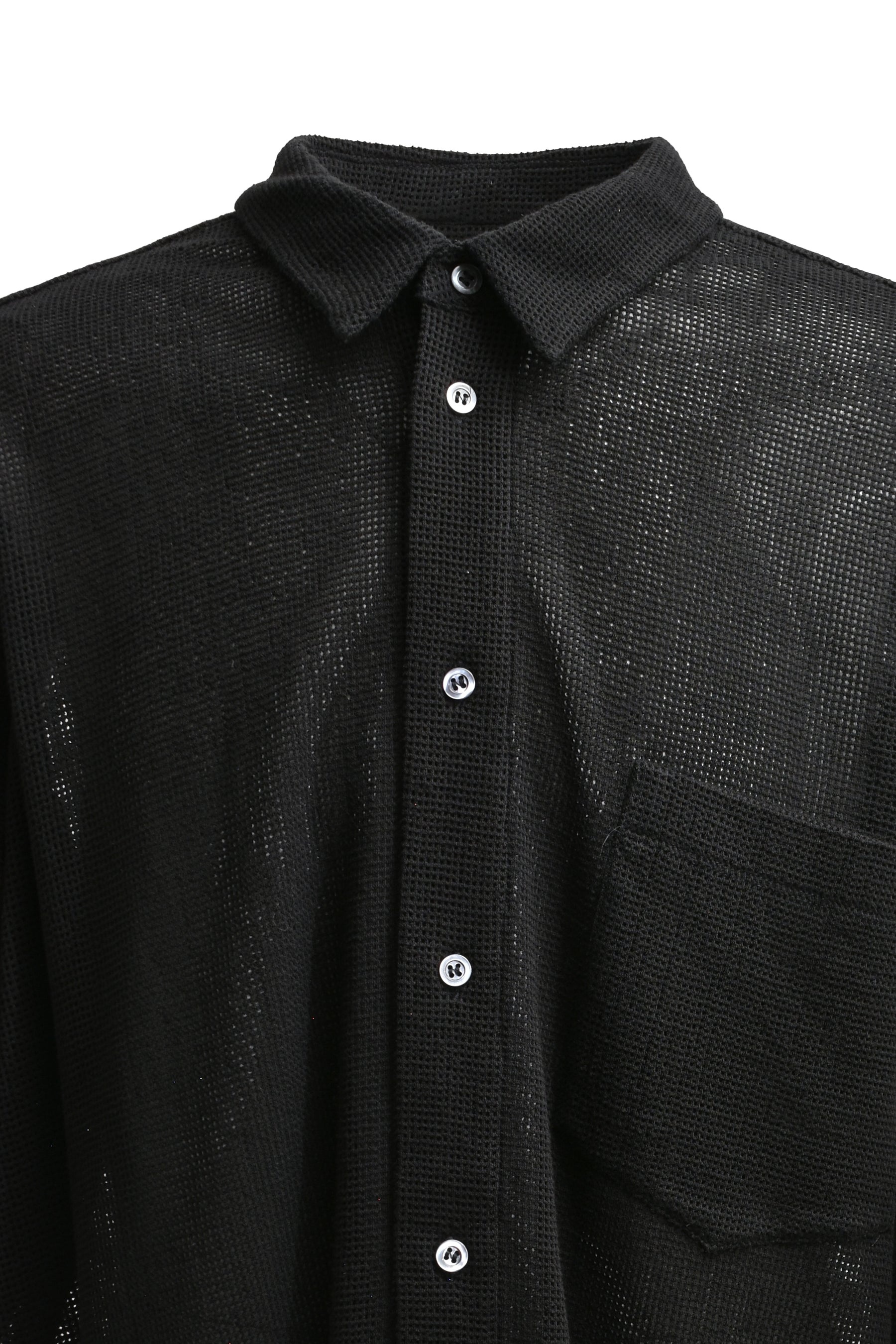 COTTON MESH SHORT SLEEVES SHIRT / BLK - 3