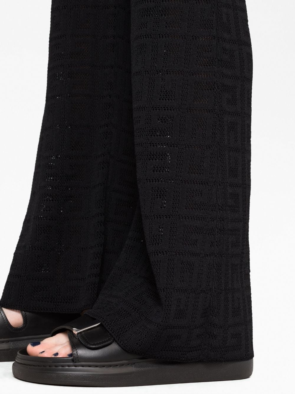 logo intarsia-knit flared trousers - 3