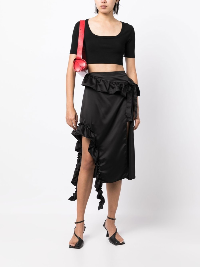 rokh ruffle-trim midi skirt outlook