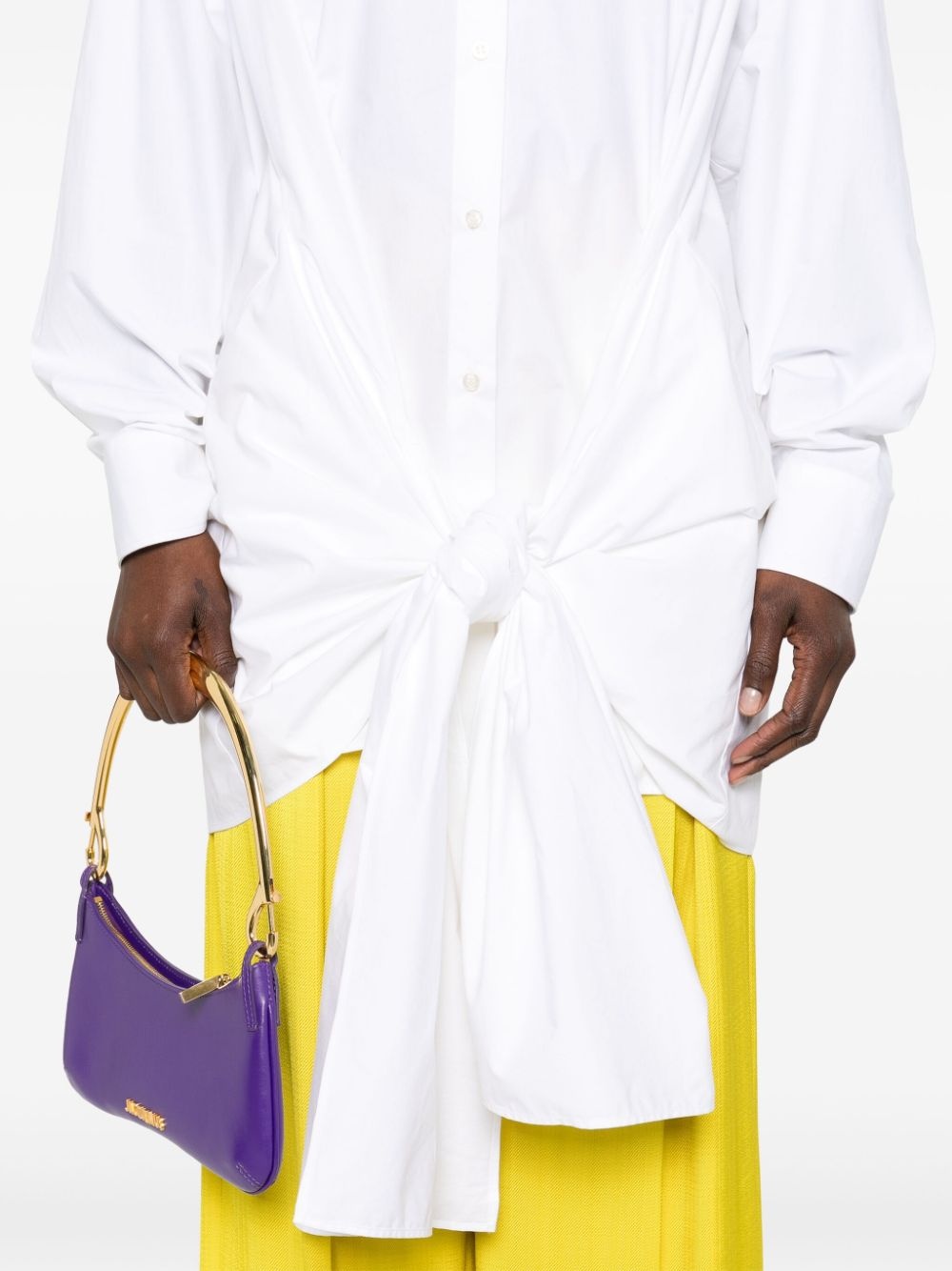 knot-detail cotton shirt dress - 5