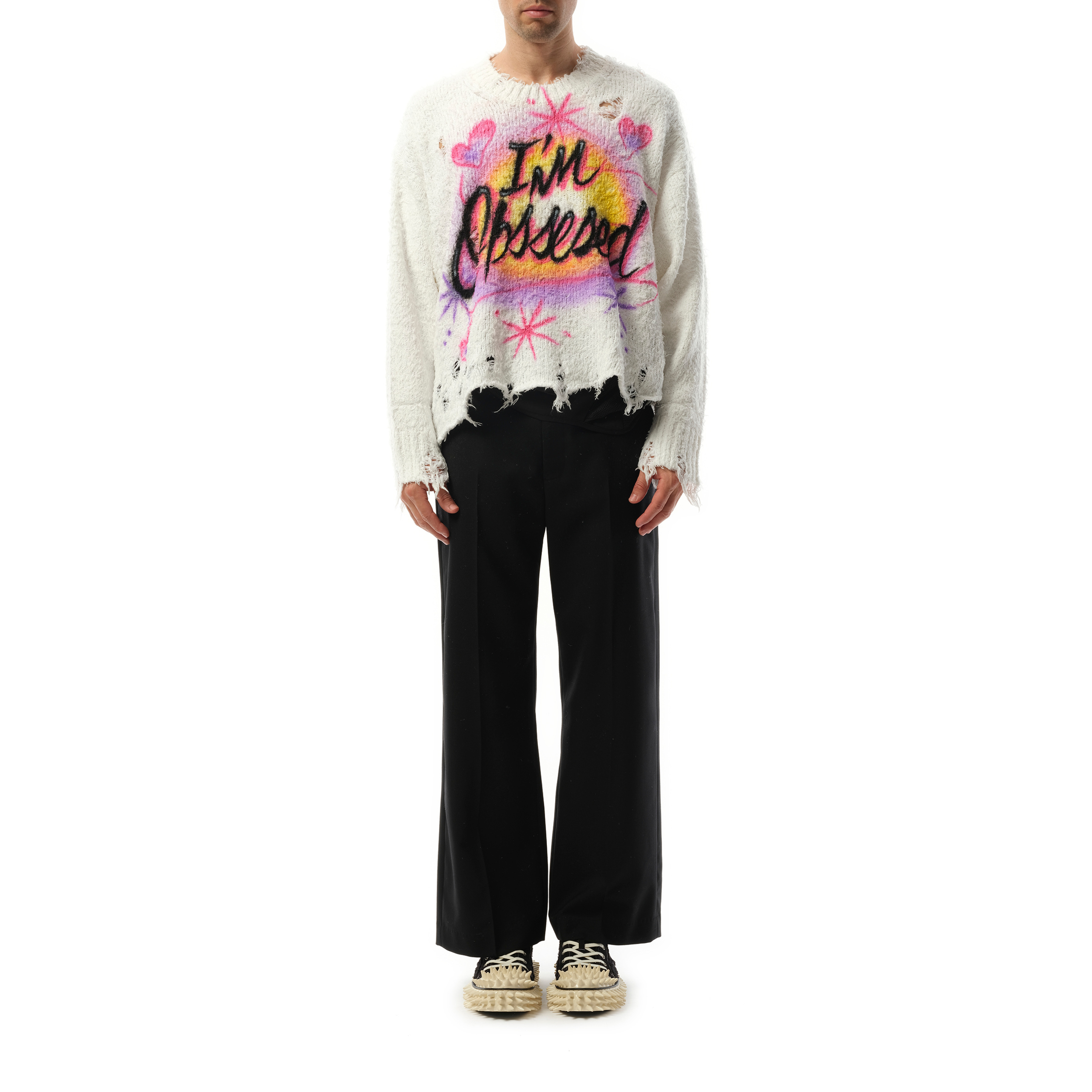 Airbrush Recycled Cotton Sweater in Ivory - 4