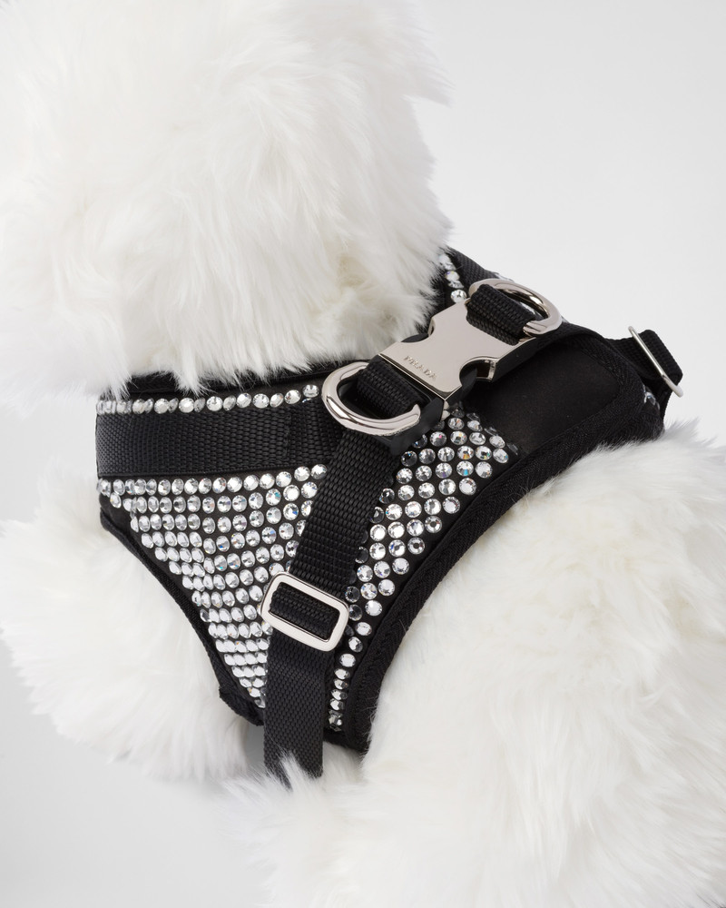 Crystal-studded satin dog harness 3