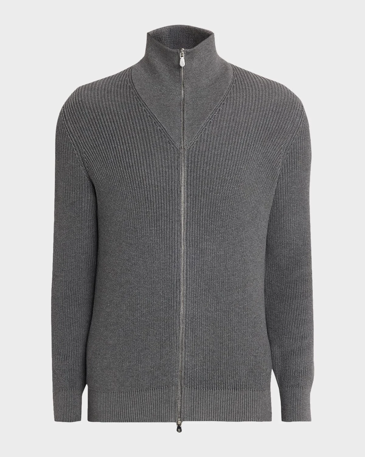 Men's Cotton Rib High-Neck Zip Cardigan - 1