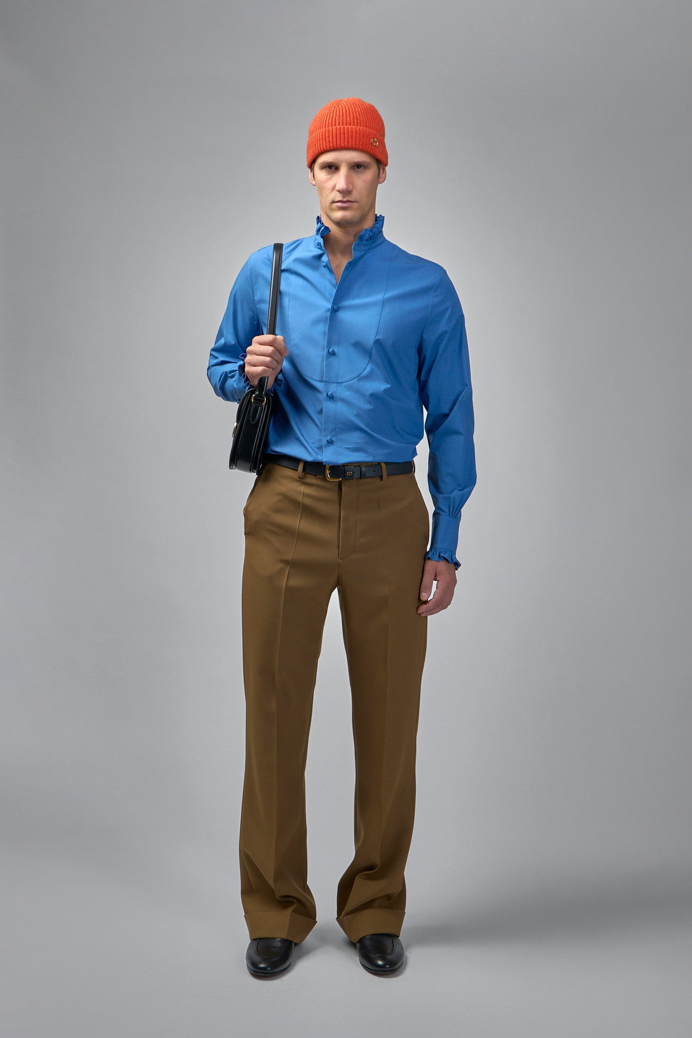 Cotton Poplin Shirt With Plastron And Ruffles - 2