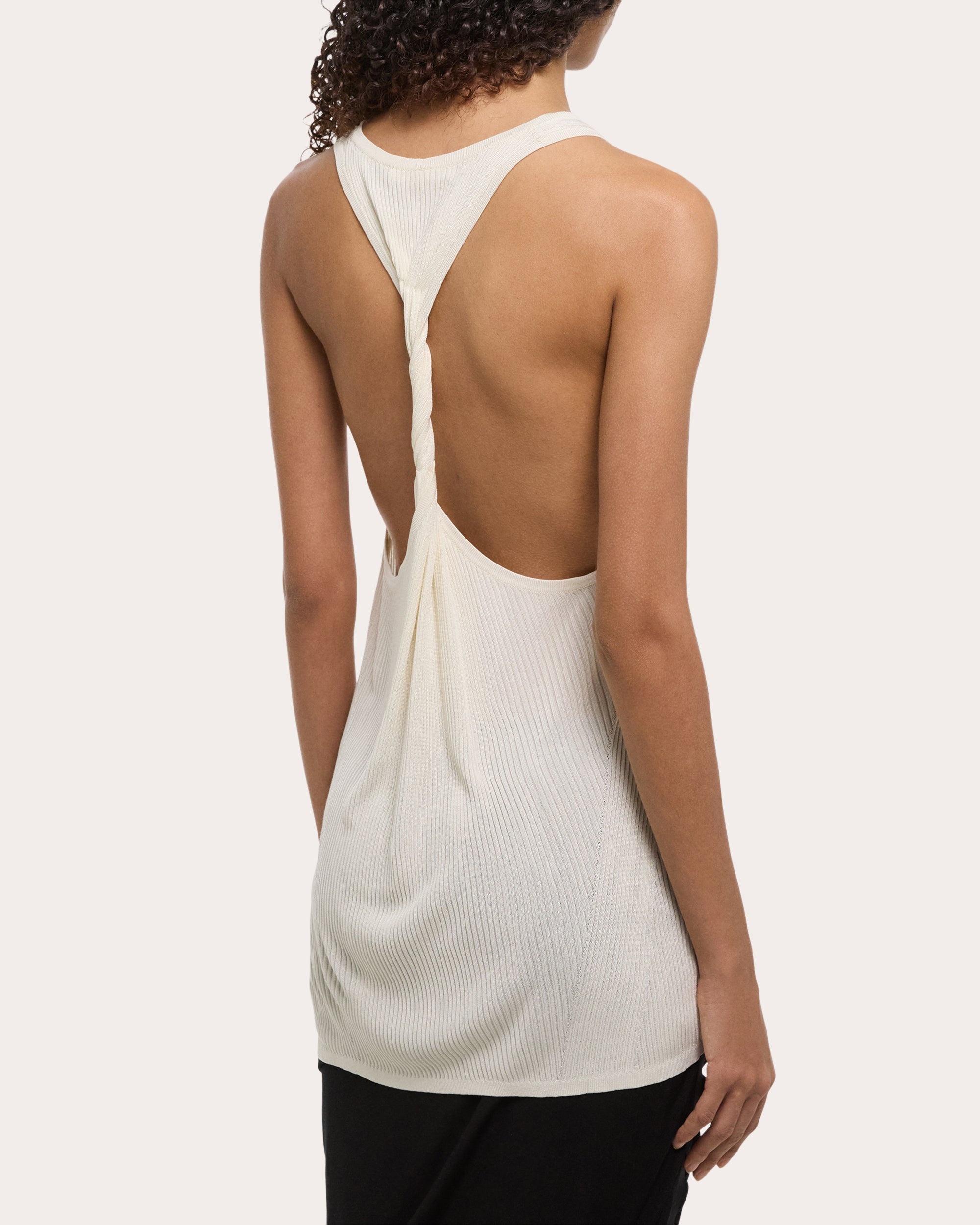 Rib Knit Twisted Racerback Tank Top - 4