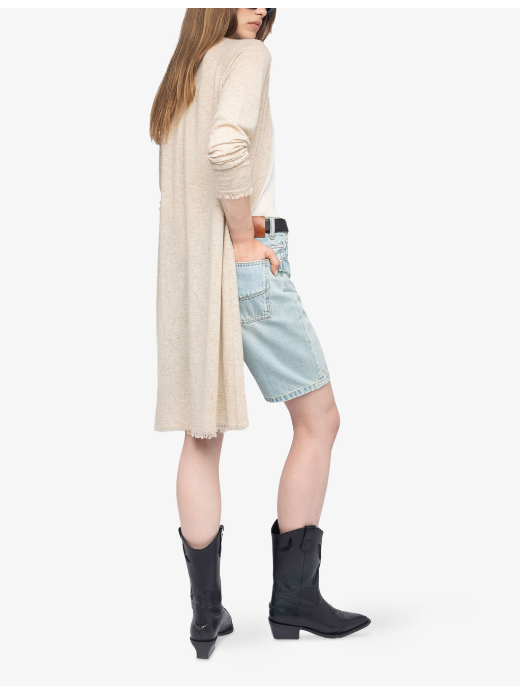 Daffyz Star-Pointelle Long-Sleeve Cashmere Cardigan - 4