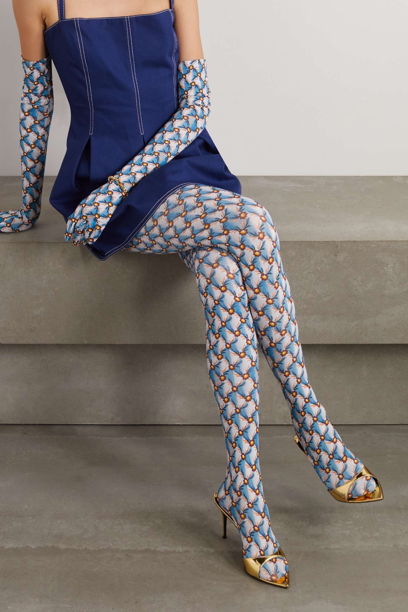 Printed stretch-jersey tights - 2